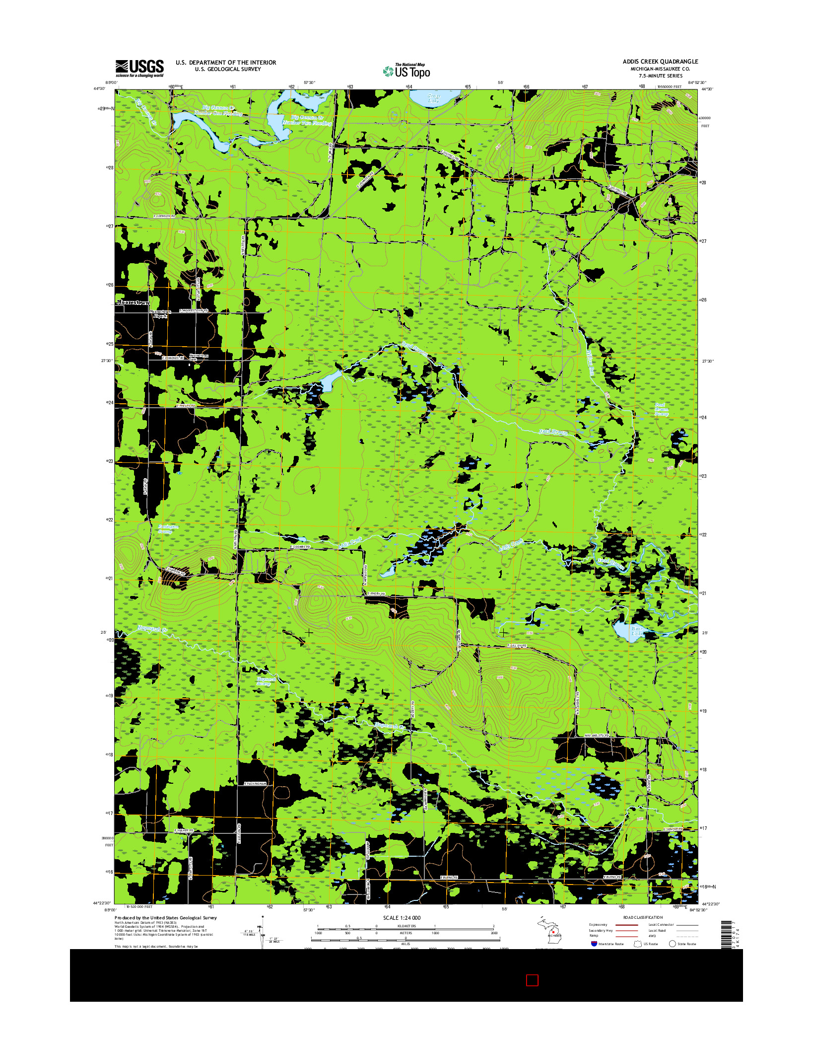 USGS US TOPO 7.5-MINUTE MAP FOR ADDIS CREEK, MI 2017