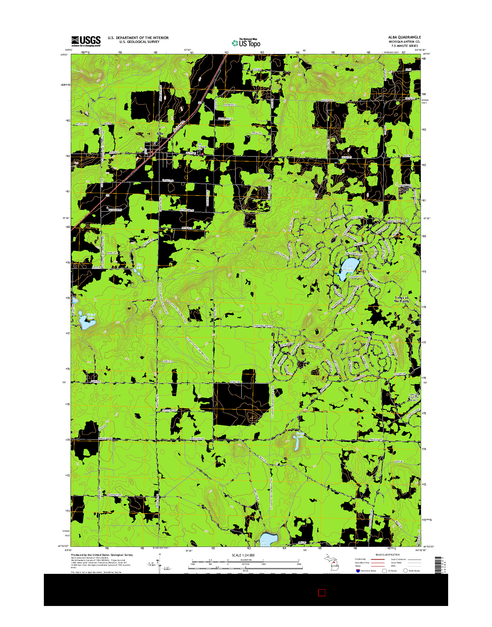 USGS US TOPO 7.5-MINUTE MAP FOR ALBA, MI 2017