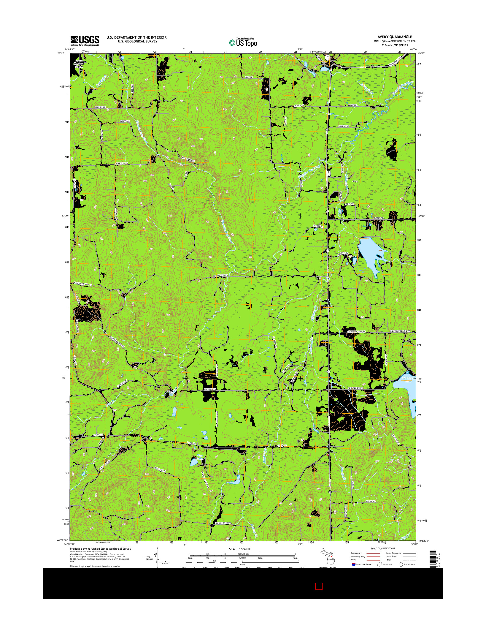 USGS US TOPO 7.5-MINUTE MAP FOR AVERY, MI 2017