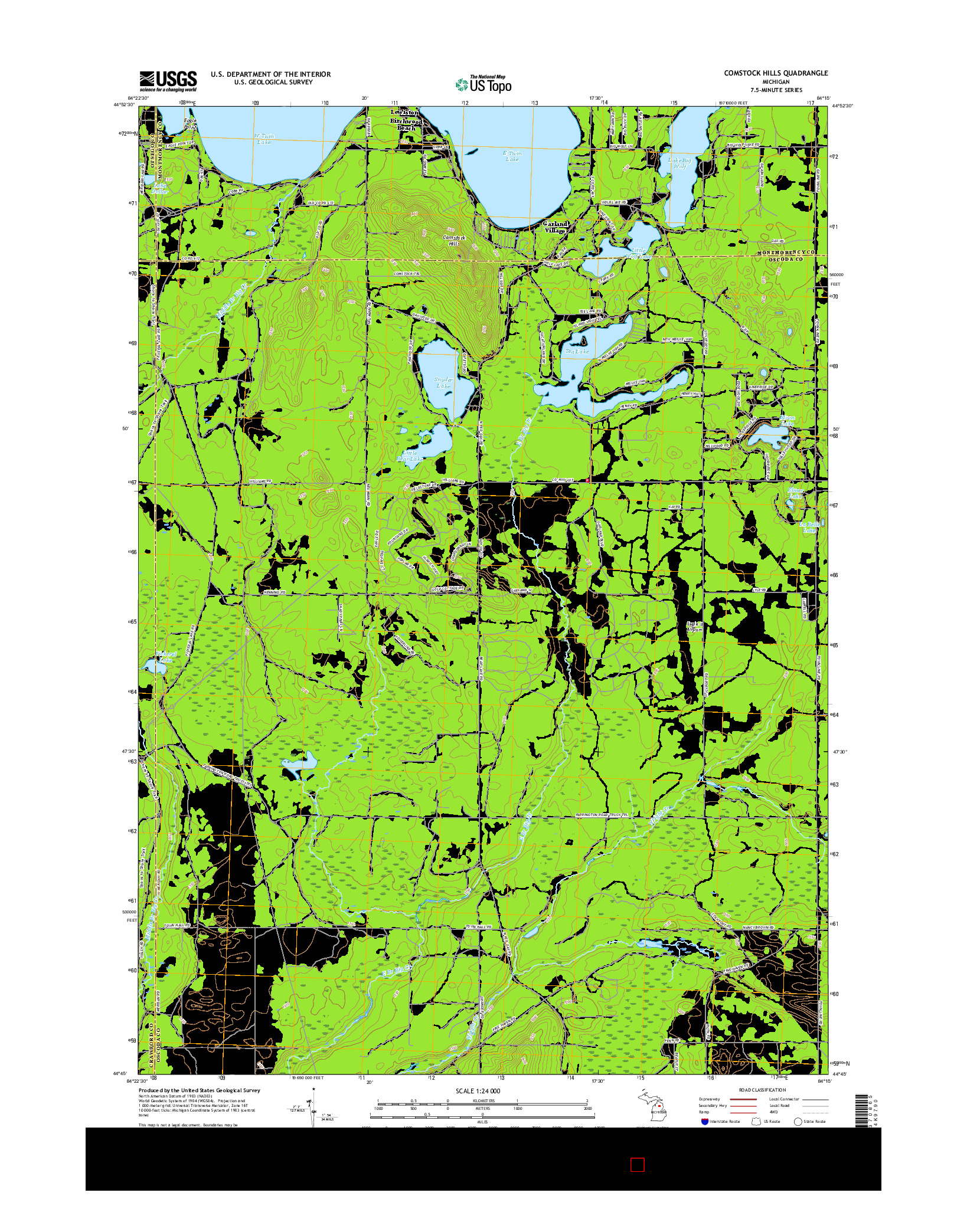 USGS US TOPO 7.5-MINUTE MAP FOR COMSTOCK HILLS, MI 2017