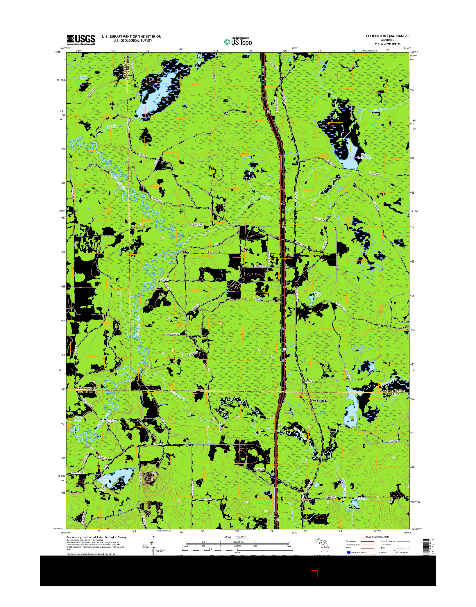 USGS US TOPO 7.5-MINUTE MAP FOR COOPERTON, MI 2017