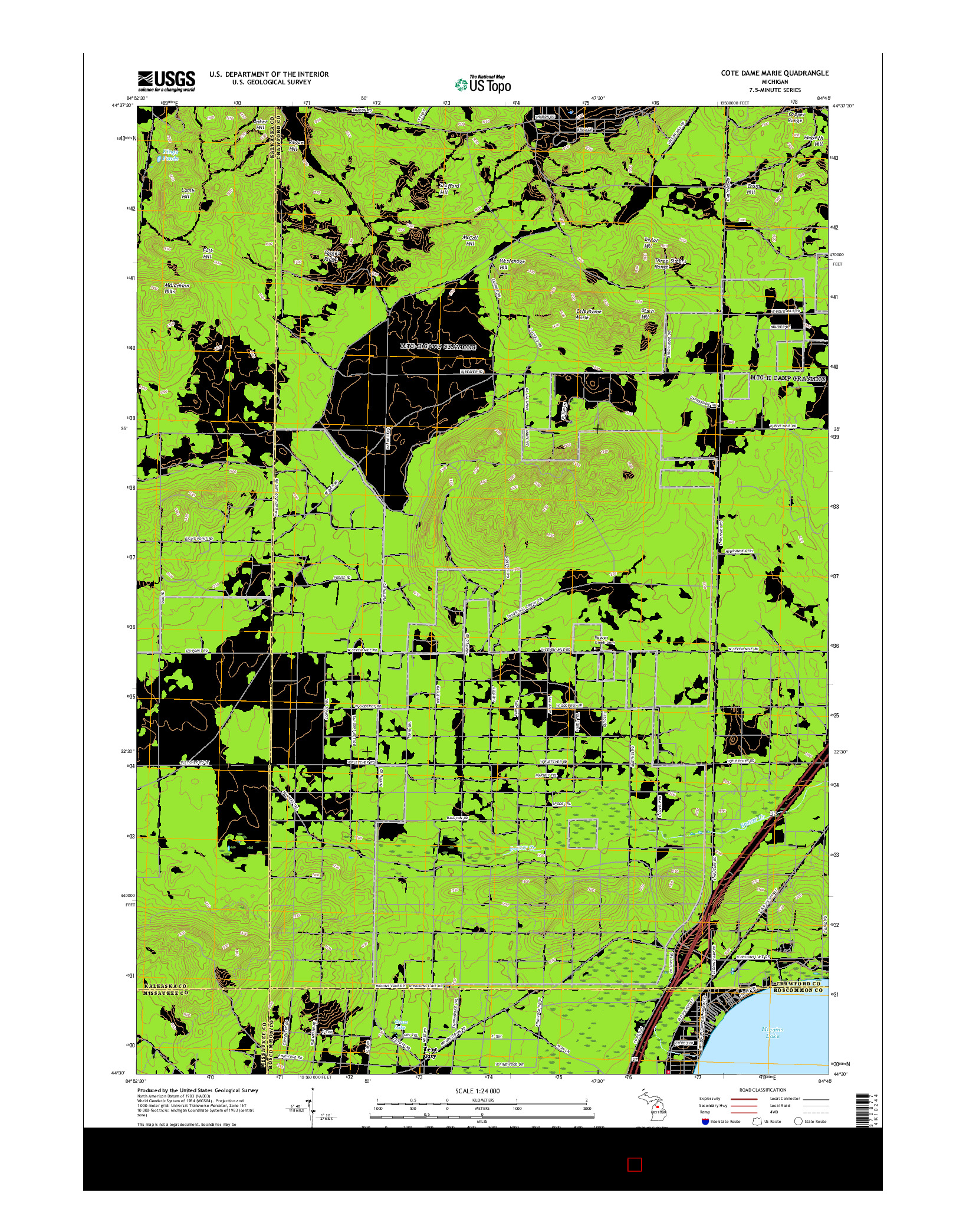 USGS US TOPO 7.5-MINUTE MAP FOR COTE DAME MARIE, MI 2017