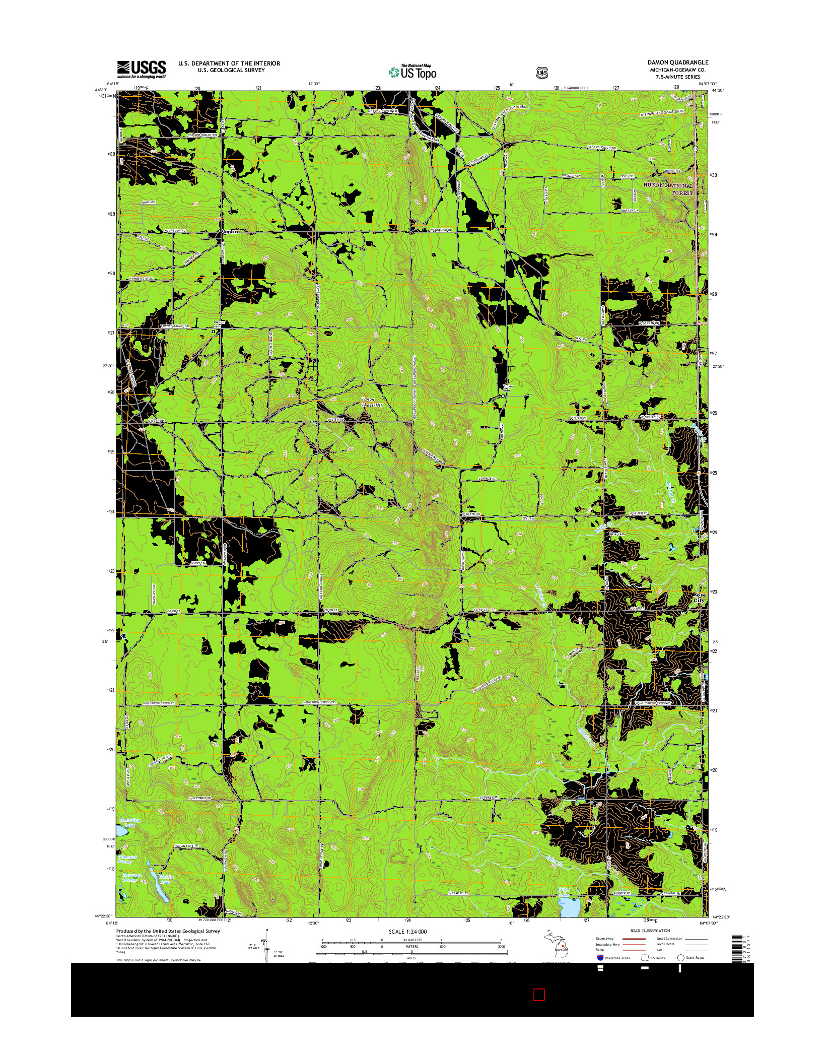 USGS US TOPO 7.5-MINUTE MAP FOR DAMON, MI 2017