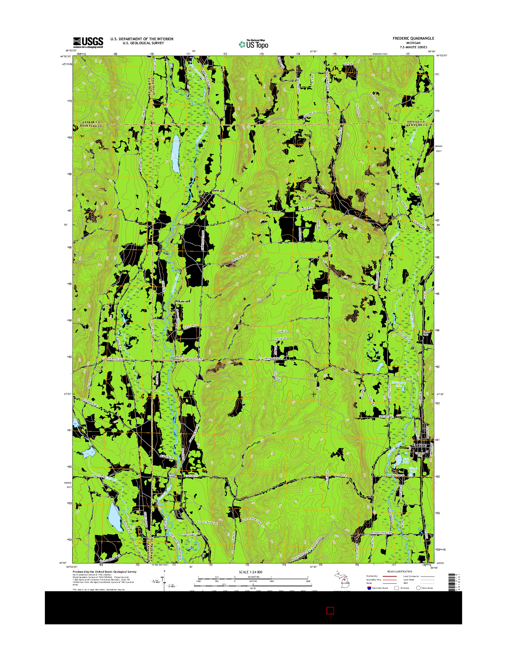 USGS US TOPO 7.5-MINUTE MAP FOR FREDERIC, MI 2017