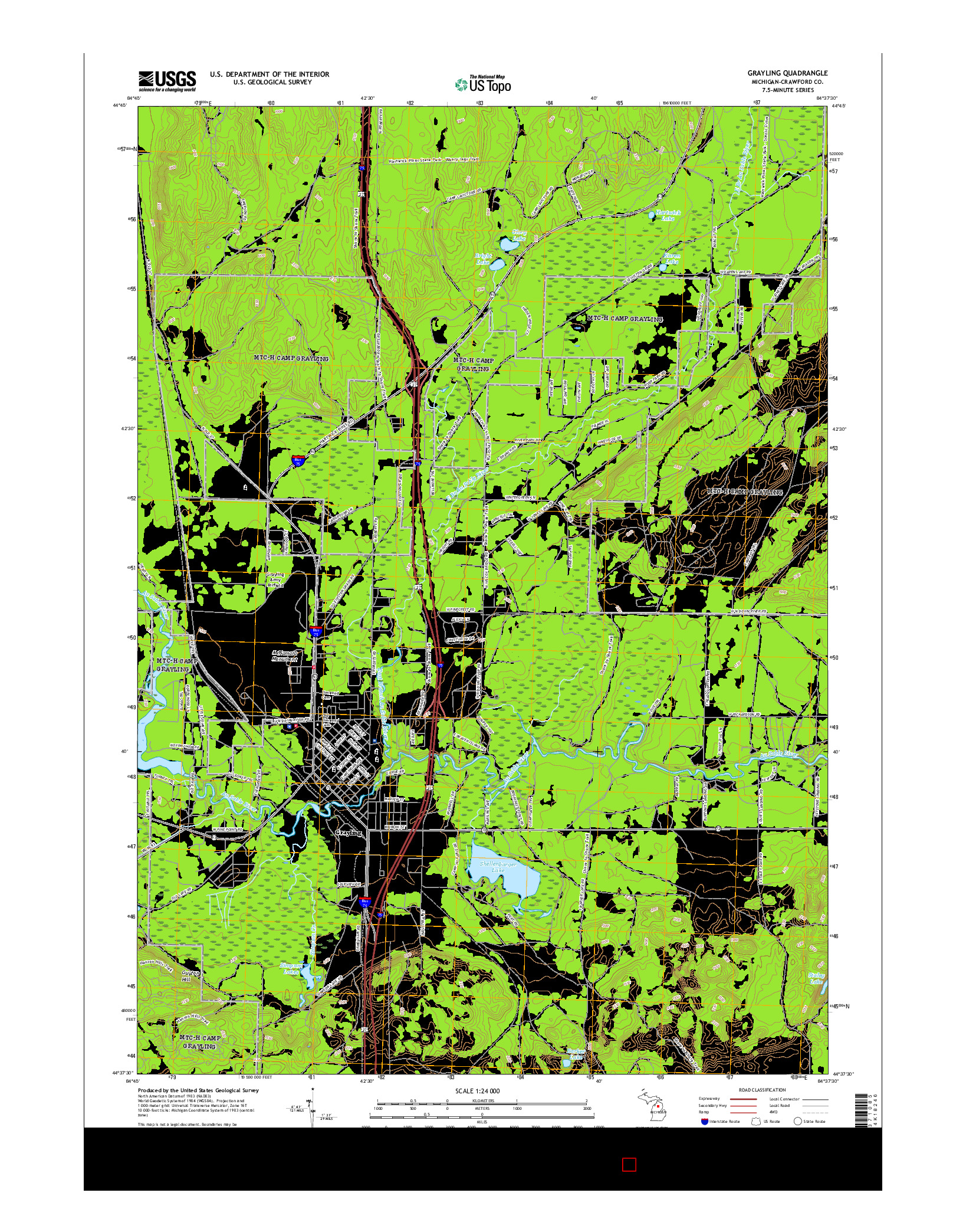 USGS US TOPO 7.5-MINUTE MAP FOR GRAYLING, MI 2017