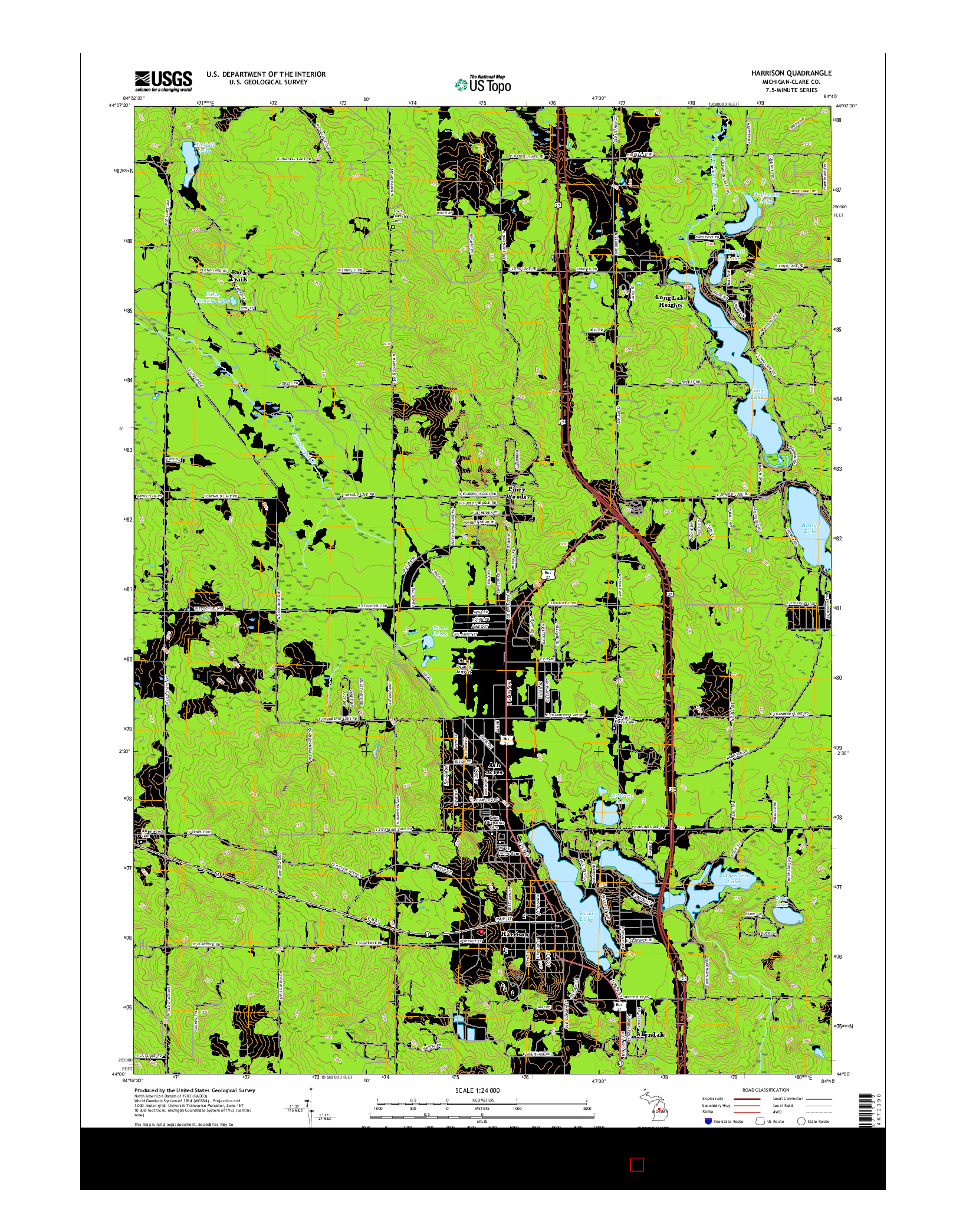 USGS US TOPO 7.5-MINUTE MAP FOR HARRISON, MI 2017
