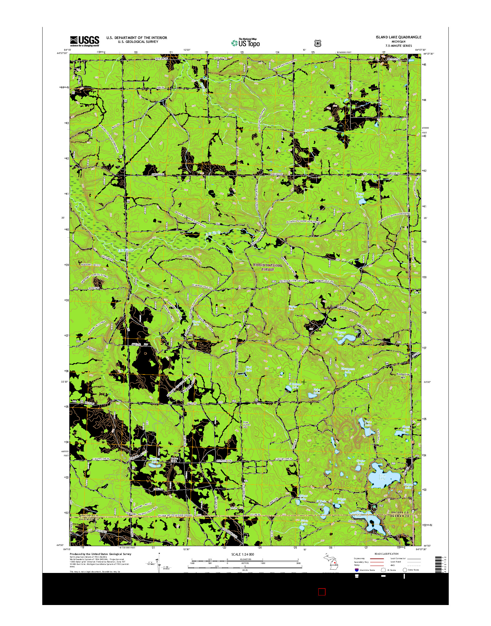 USGS US TOPO 7.5-MINUTE MAP FOR ISLAND LAKE, MI 2017