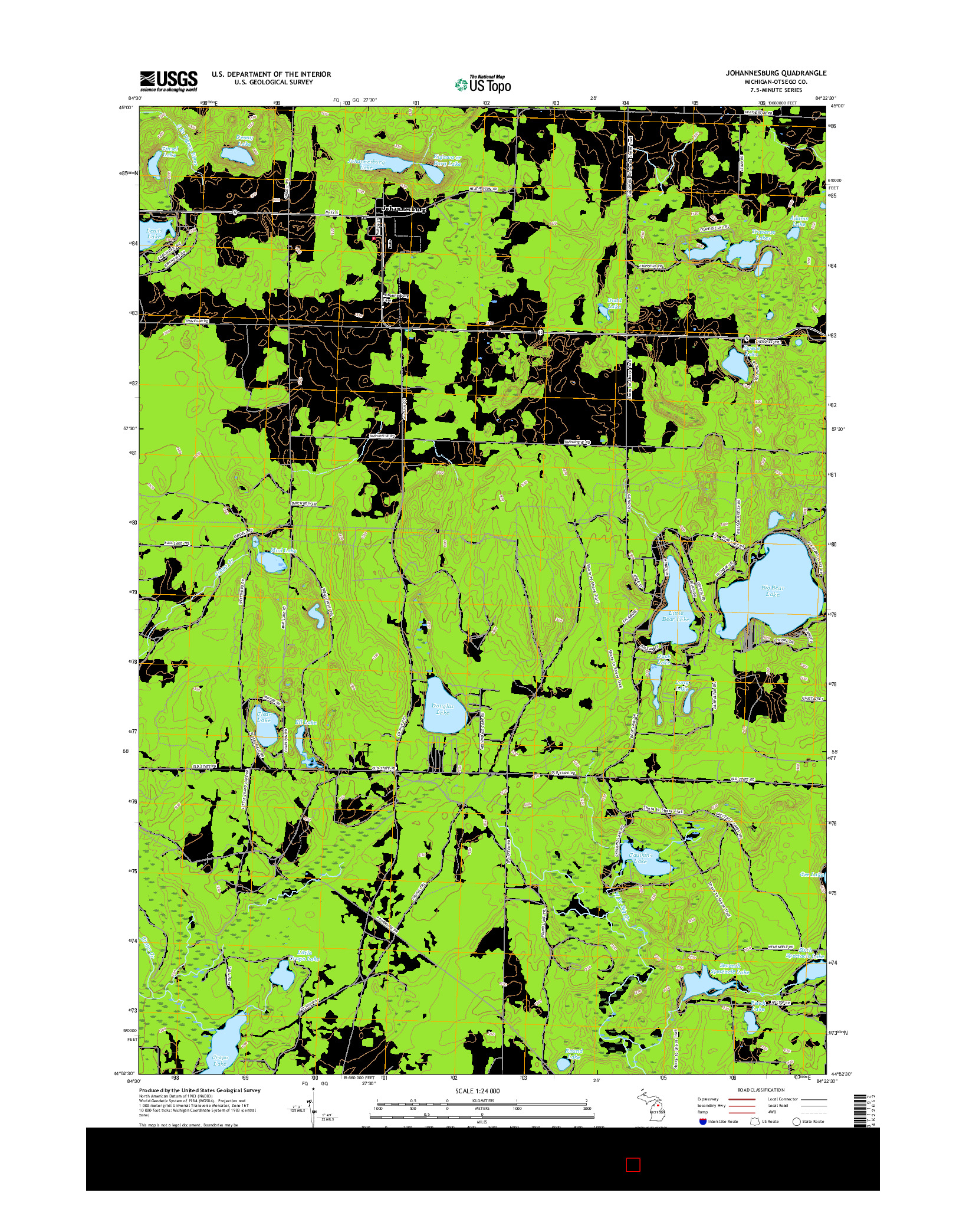 USGS US TOPO 7.5-MINUTE MAP FOR JOHANNESBURG, MI 2017