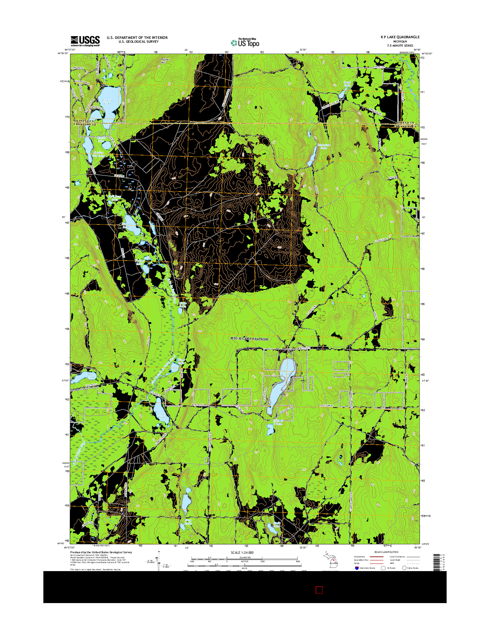 USGS US TOPO 7.5-MINUTE MAP FOR K P LAKE, MI 2017