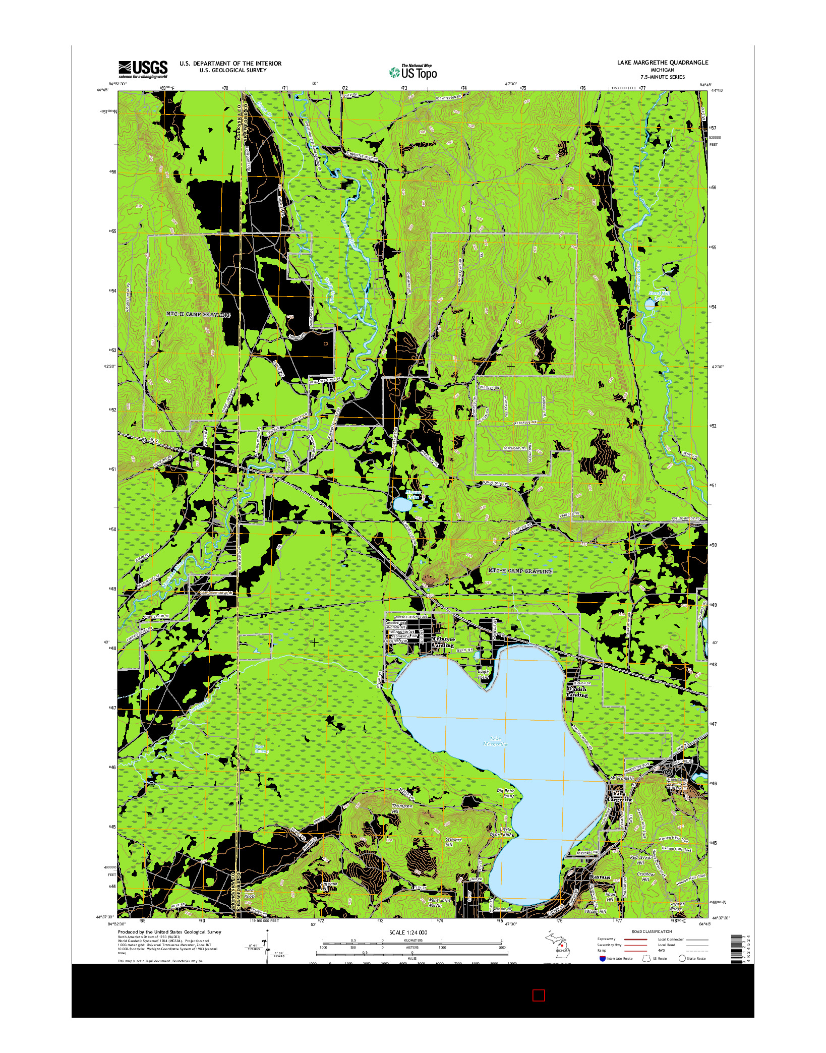 USGS US TOPO 7.5-MINUTE MAP FOR LAKE MARGRETHE, MI 2017