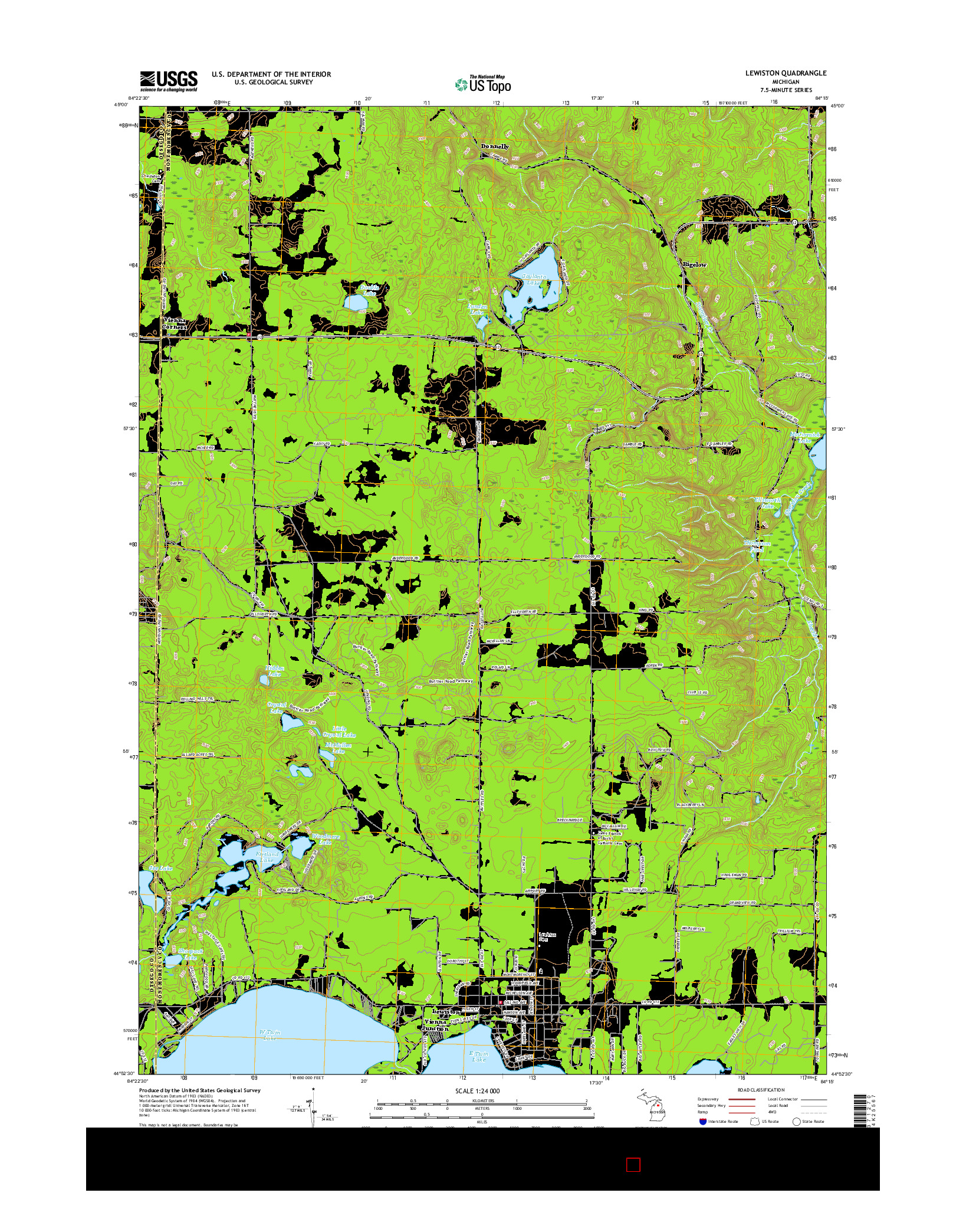 USGS US TOPO 7.5-MINUTE MAP FOR LEWISTON, MI 2017