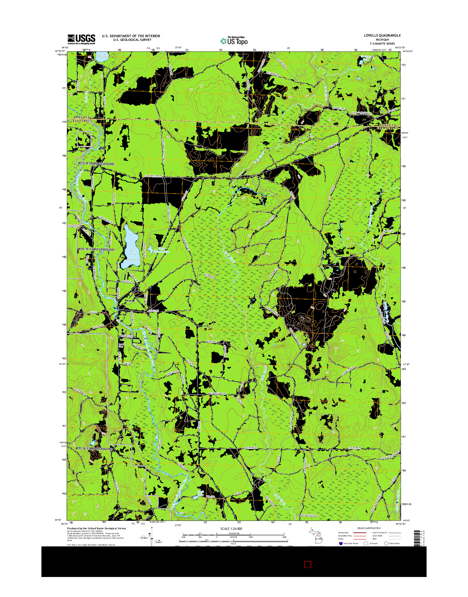 USGS US TOPO 7.5-MINUTE MAP FOR LOVELLS, MI 2017