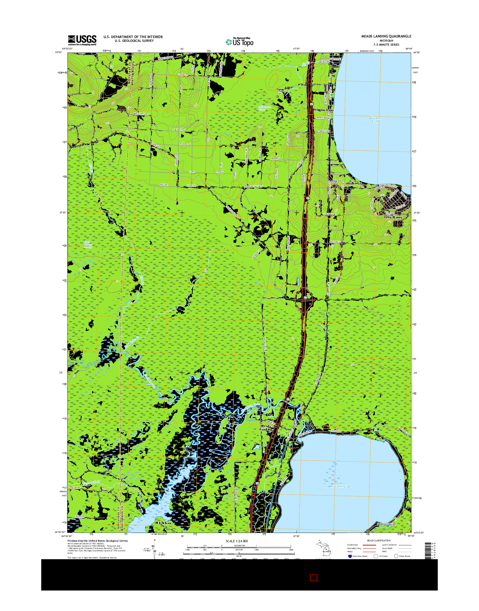 USGS US TOPO 7.5-MINUTE MAP FOR MEADS LANDING, MI 2017