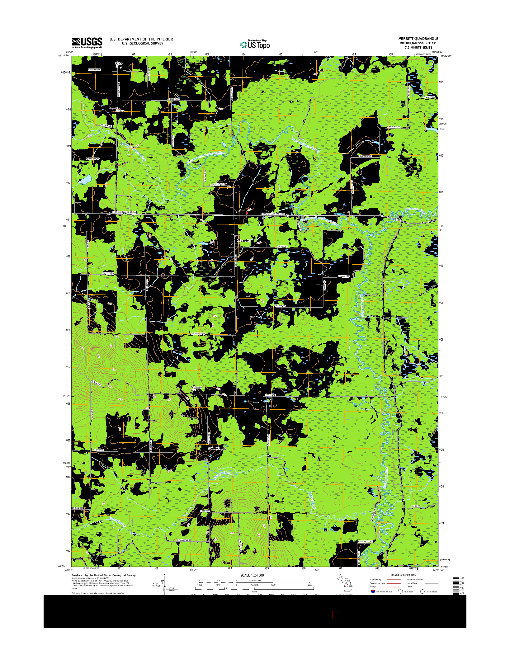 USGS US TOPO 7.5-MINUTE MAP FOR MERRITT, MI 2017