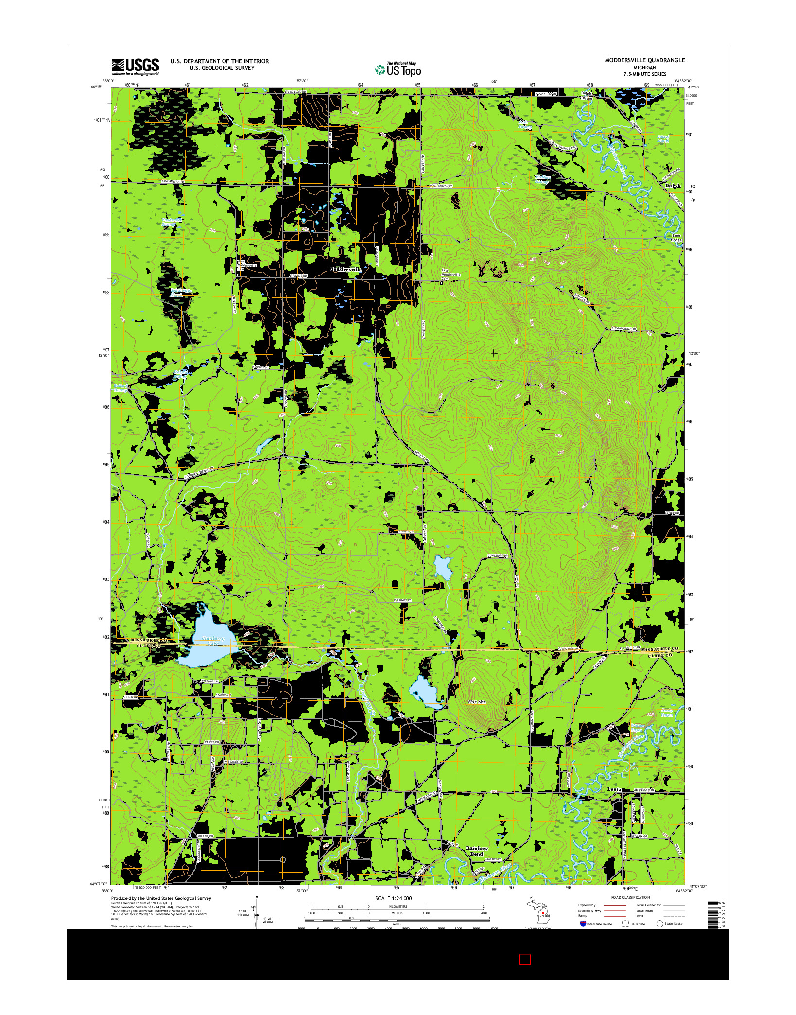USGS US TOPO 7.5-MINUTE MAP FOR MODDERSVILLE, MI 2017