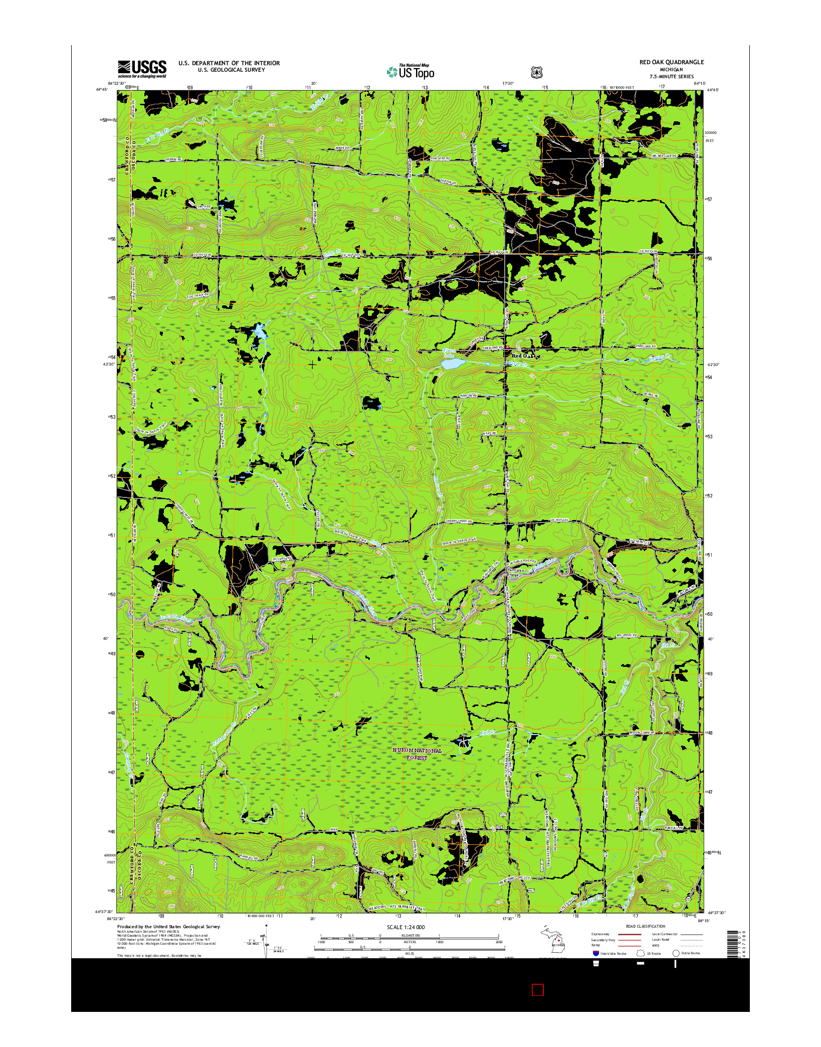 USGS US TOPO 7.5-MINUTE MAP FOR RED OAK, MI 2017
