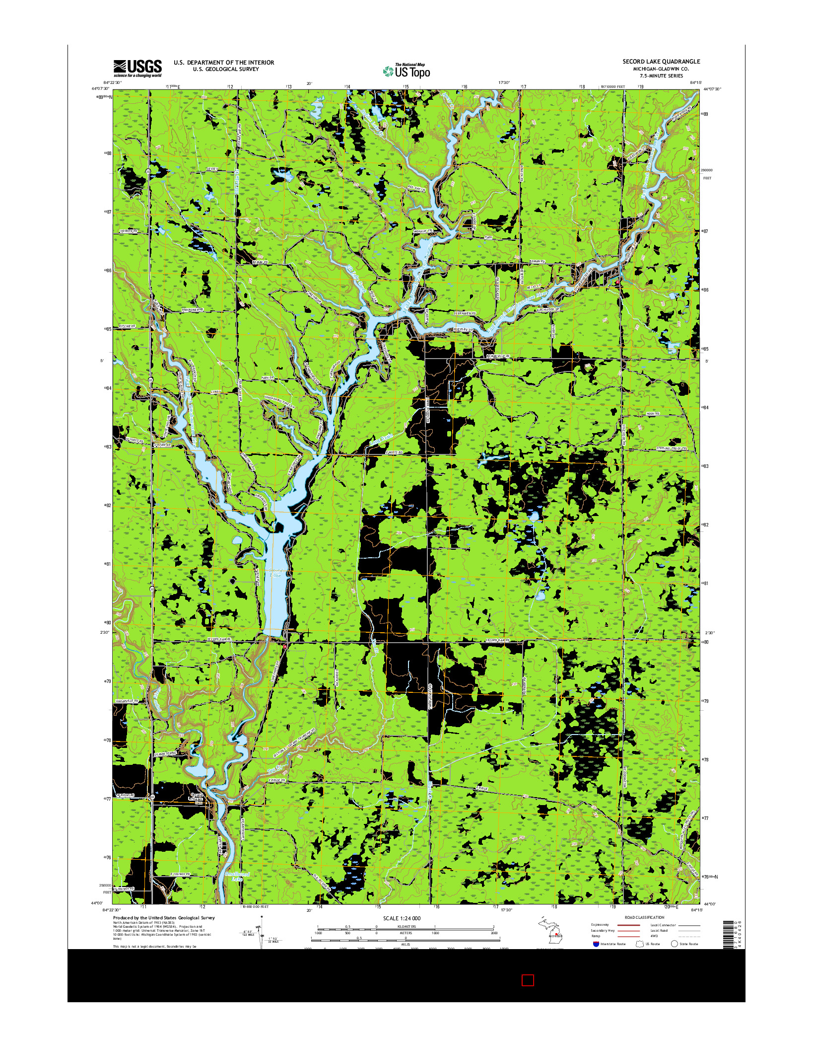 USGS US TOPO 7.5-MINUTE MAP FOR SECORD LAKE, MI 2017