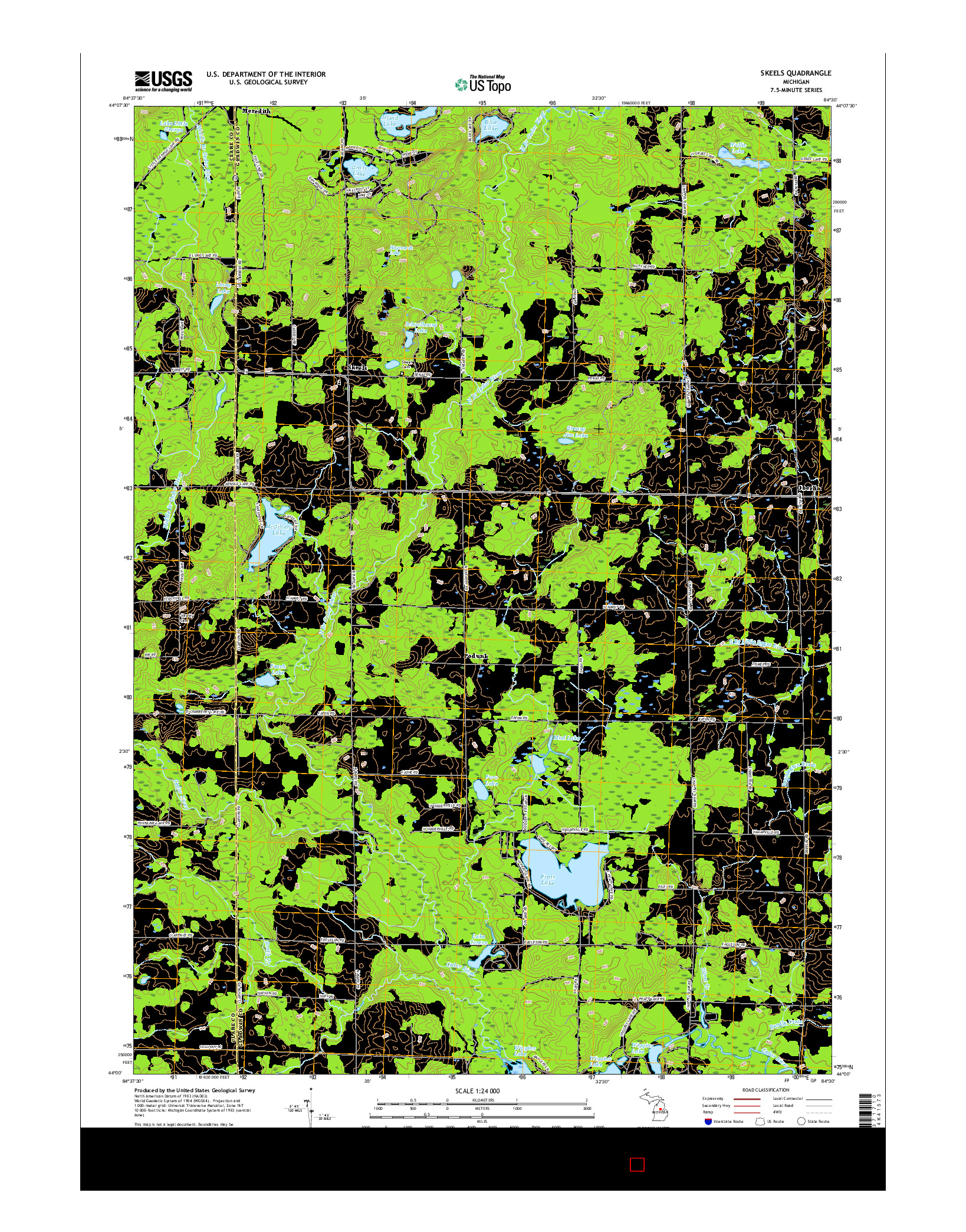 USGS US TOPO 7.5-MINUTE MAP FOR SKEELS, MI 2017