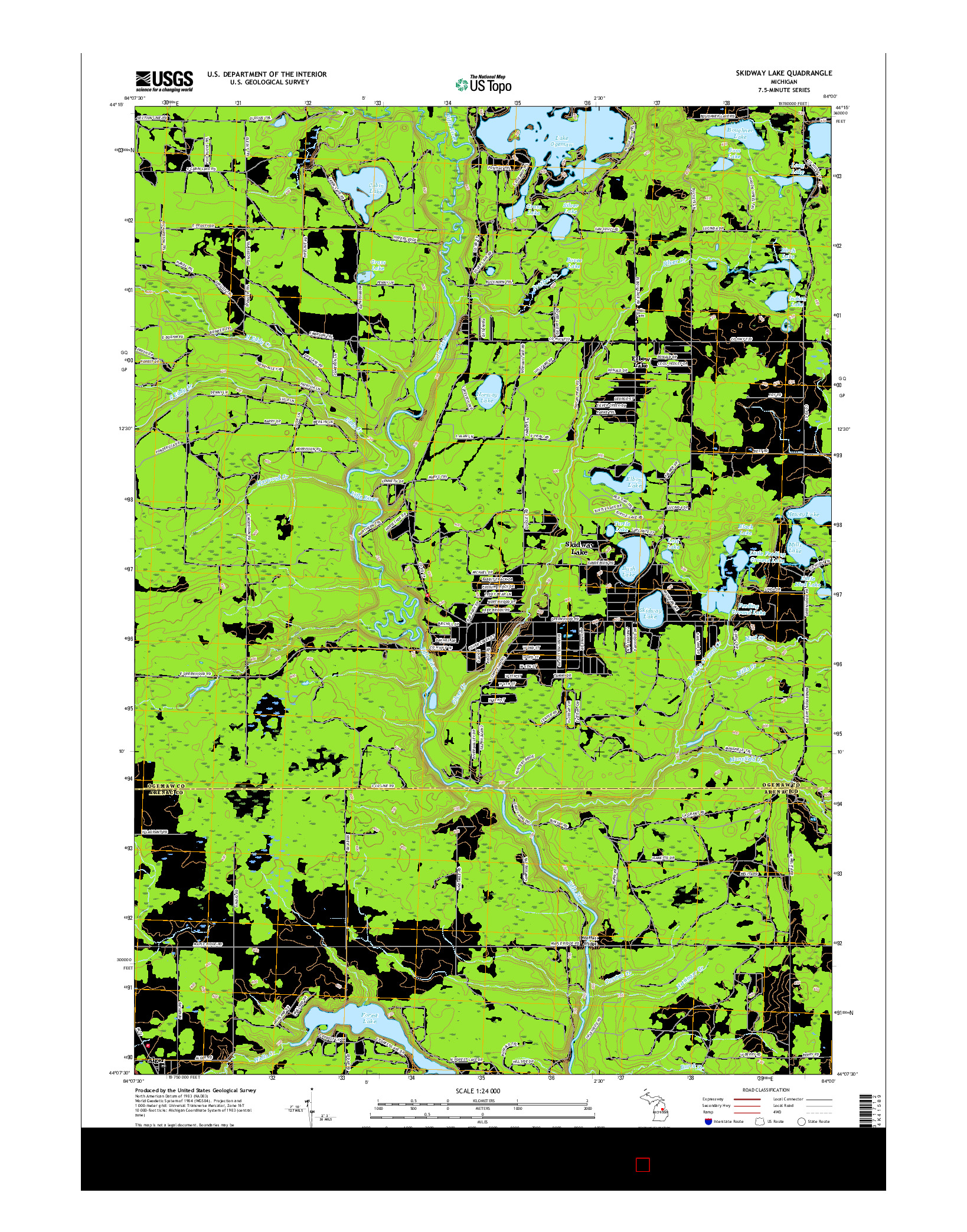 USGS US TOPO 7.5-MINUTE MAP FOR SKIDWAY LAKE, MI 2017