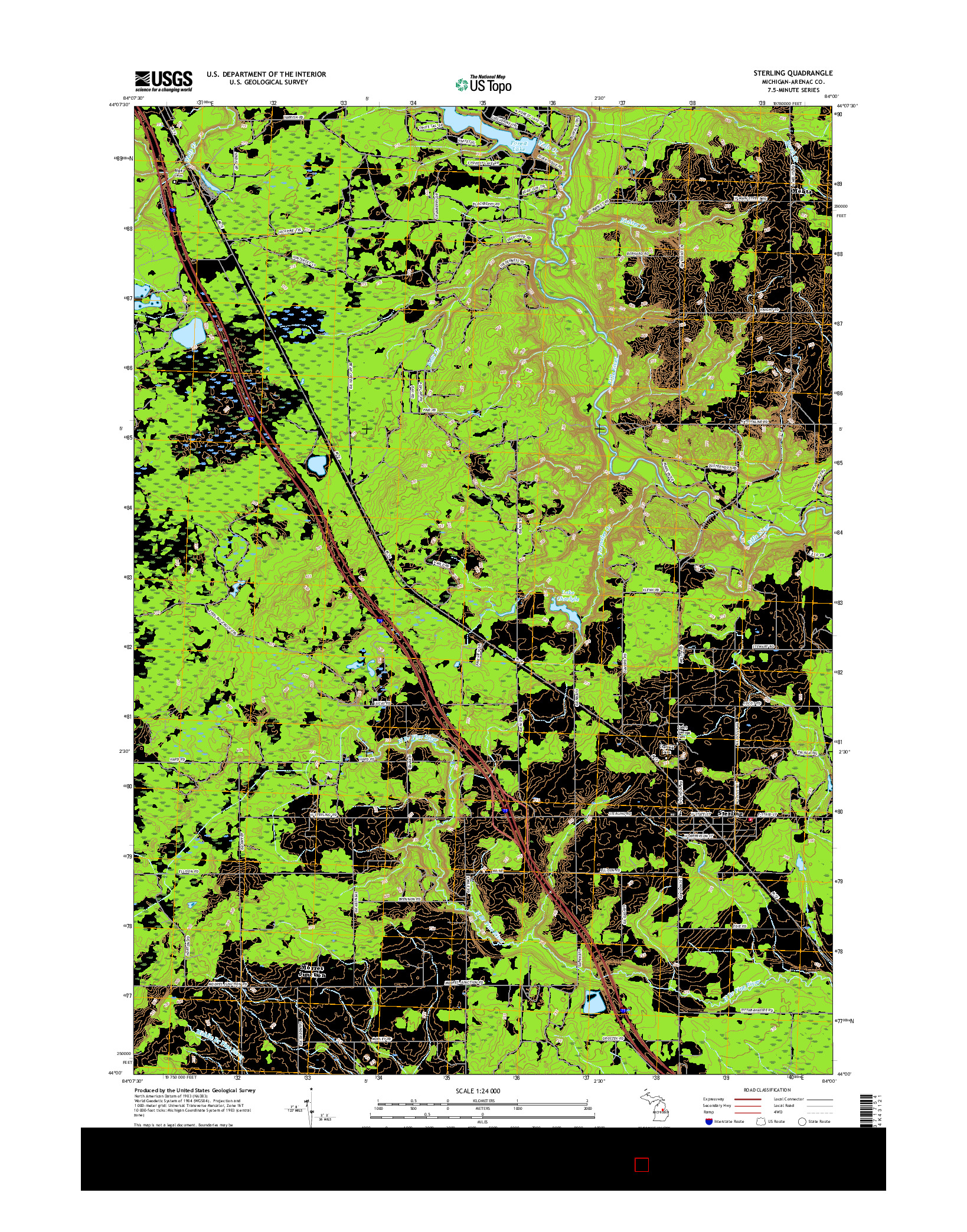 USGS US TOPO 7.5-MINUTE MAP FOR STERLING, MI 2017