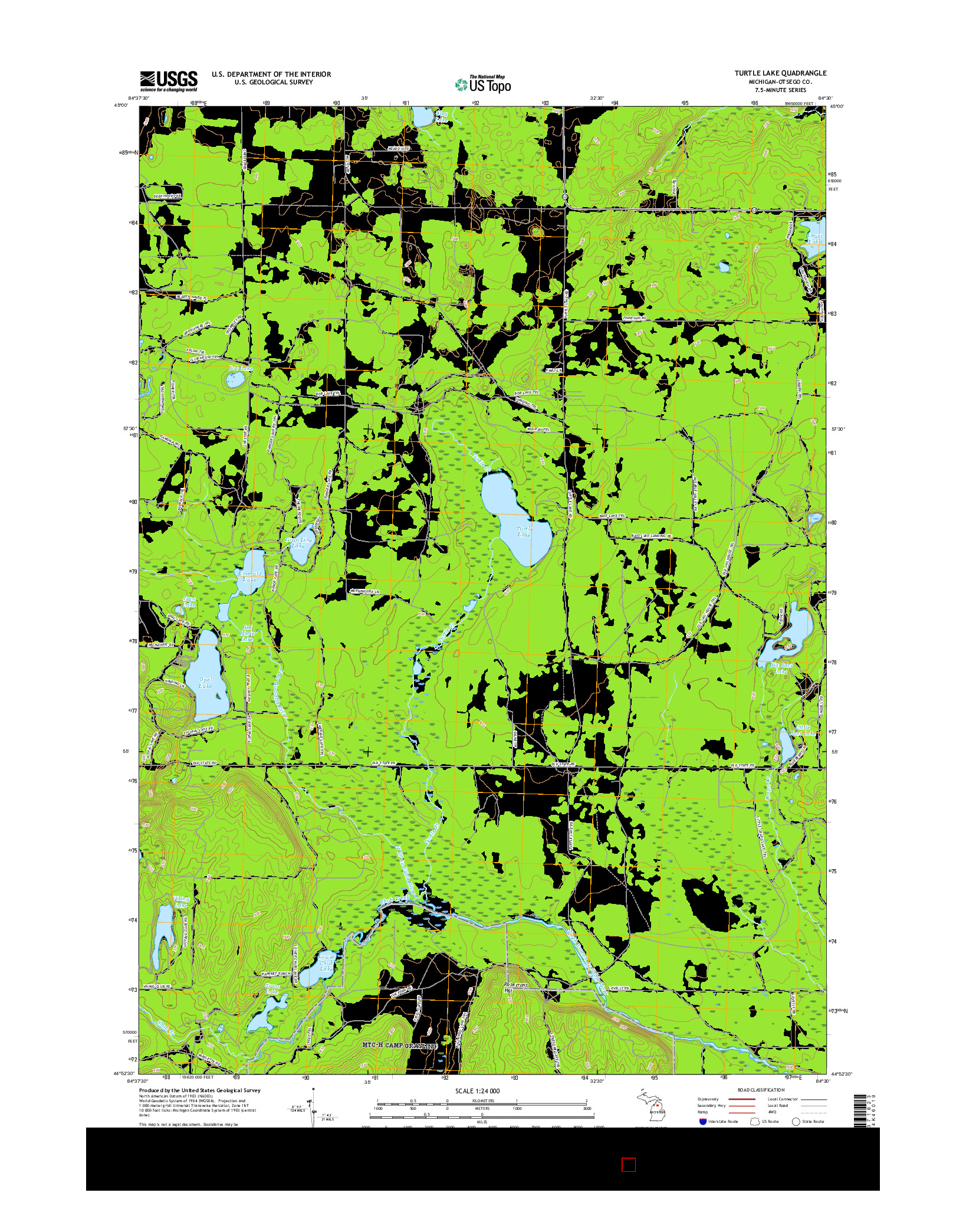 USGS US TOPO 7.5-MINUTE MAP FOR TURTLE LAKE, MI 2017