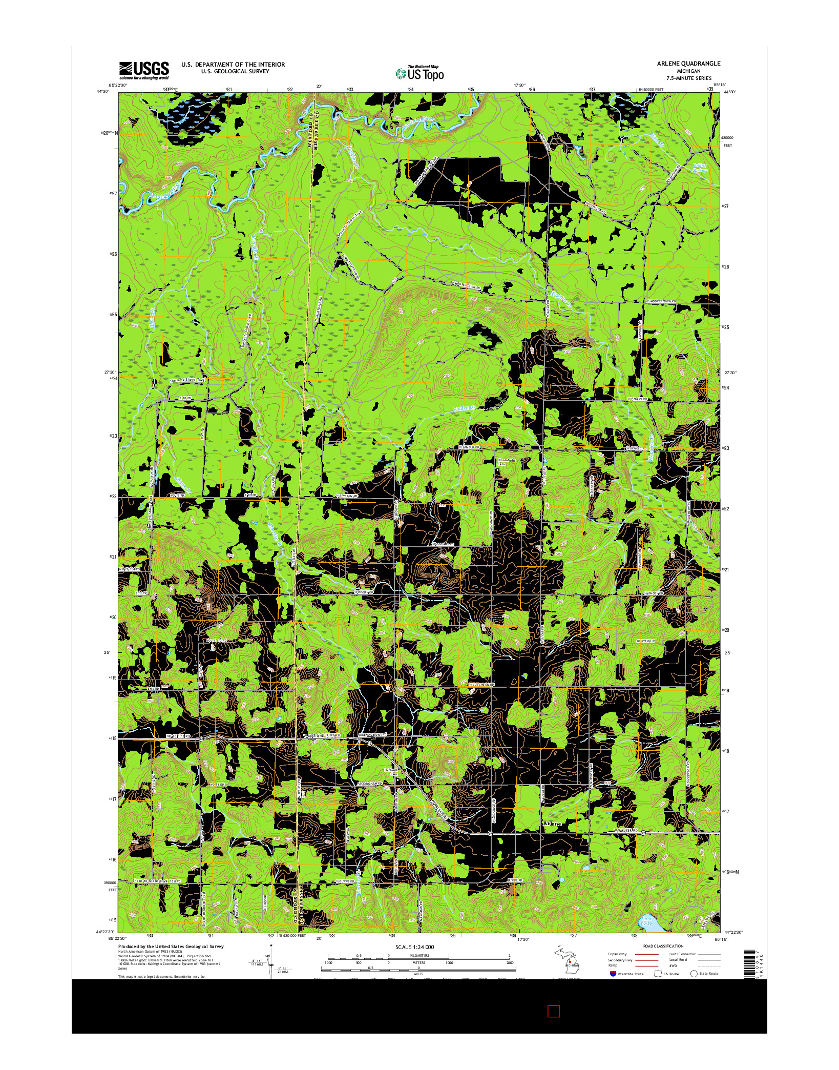 USGS US TOPO 7.5-MINUTE MAP FOR ARLENE, MI 2017