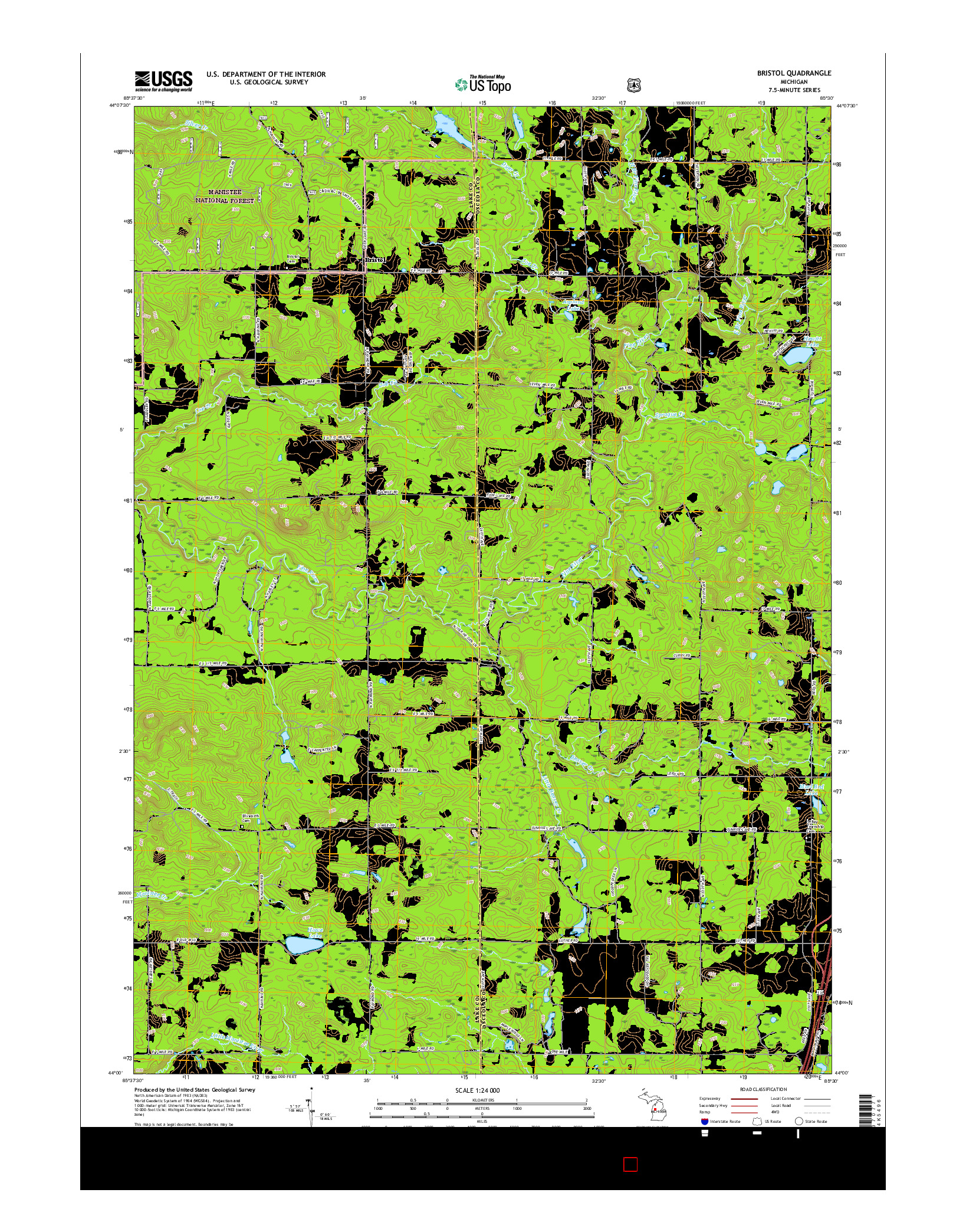 USGS US TOPO 7.5-MINUTE MAP FOR BRISTOL, MI 2017