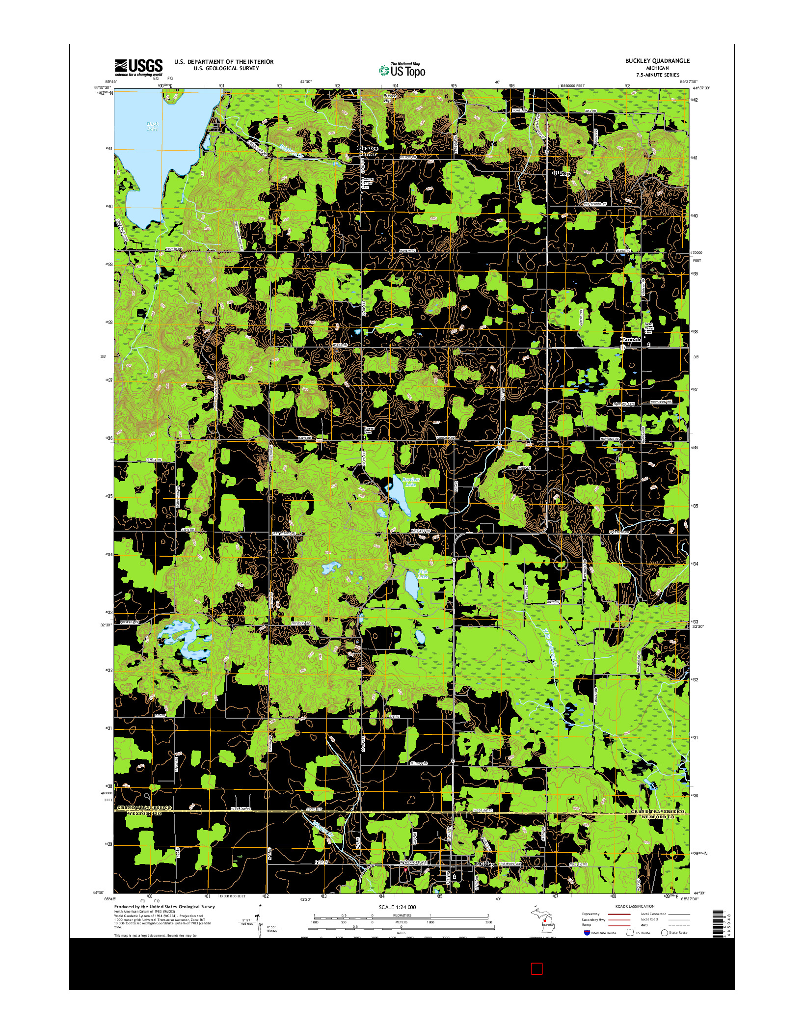 USGS US TOPO 7.5-MINUTE MAP FOR BUCKLEY, MI 2017