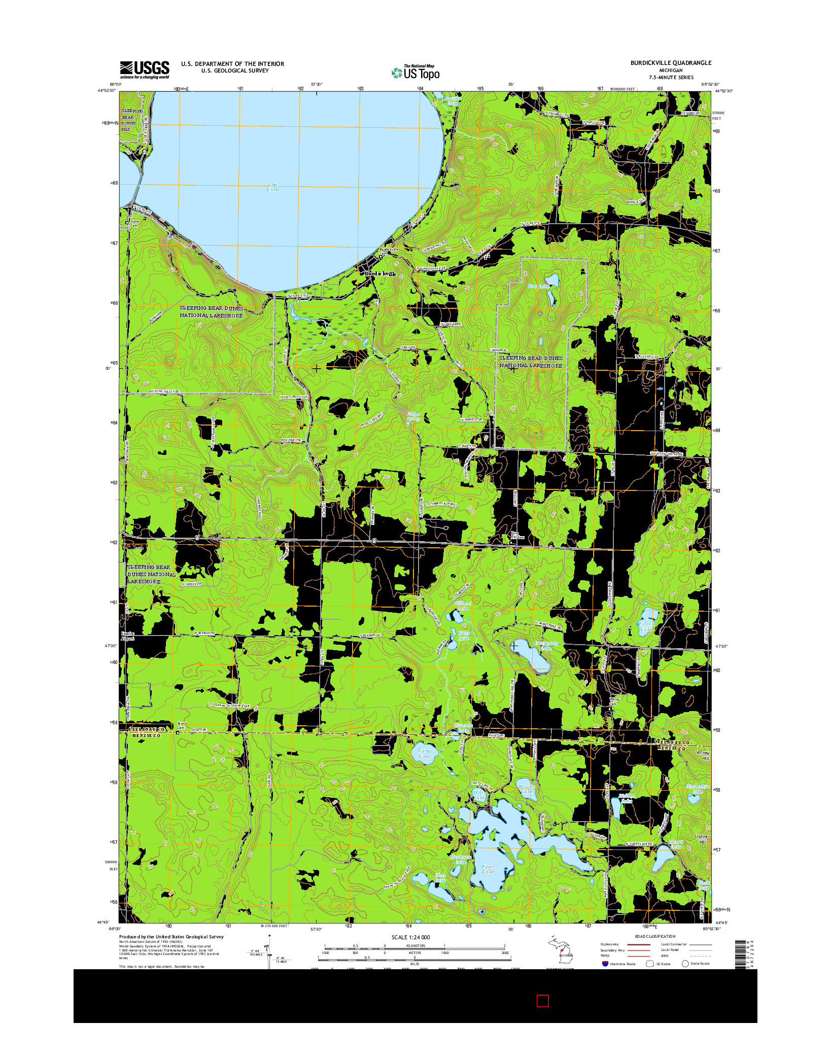 USGS US TOPO 7.5-MINUTE MAP FOR BURDICKVILLE, MI 2017