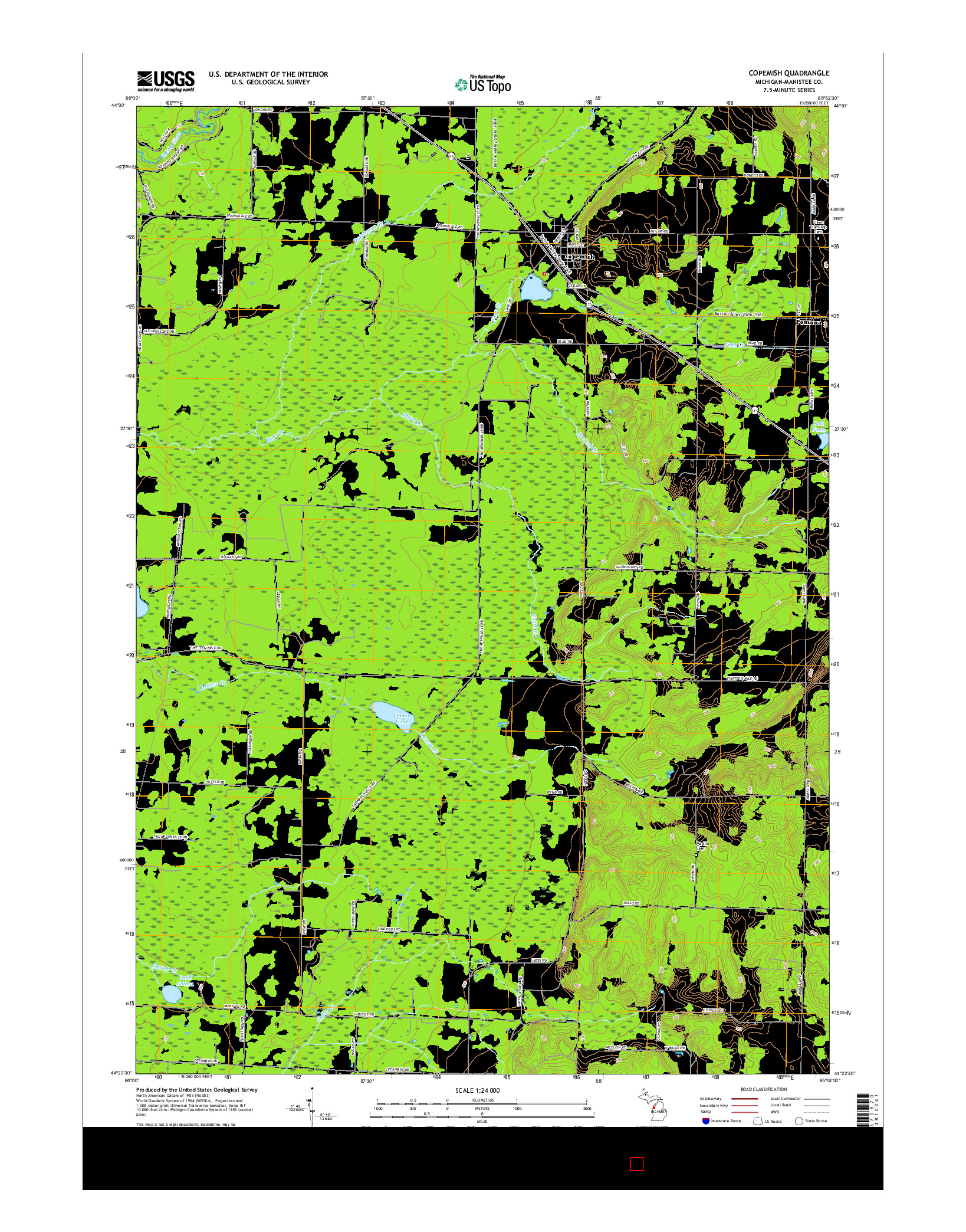 USGS US TOPO 7.5-MINUTE MAP FOR COPEMISH, MI 2017