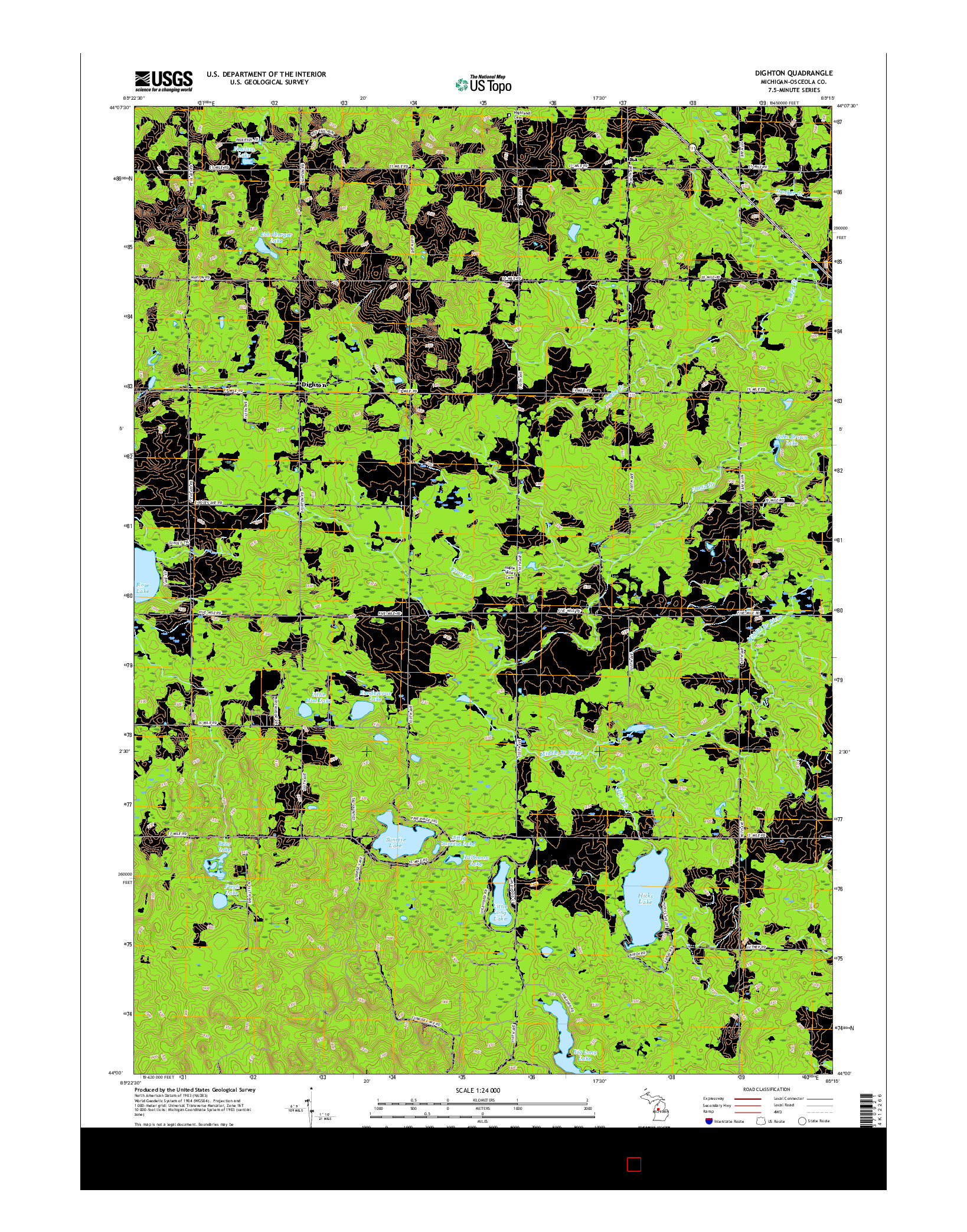 USGS US TOPO 7.5-MINUTE MAP FOR DIGHTON, MI 2017