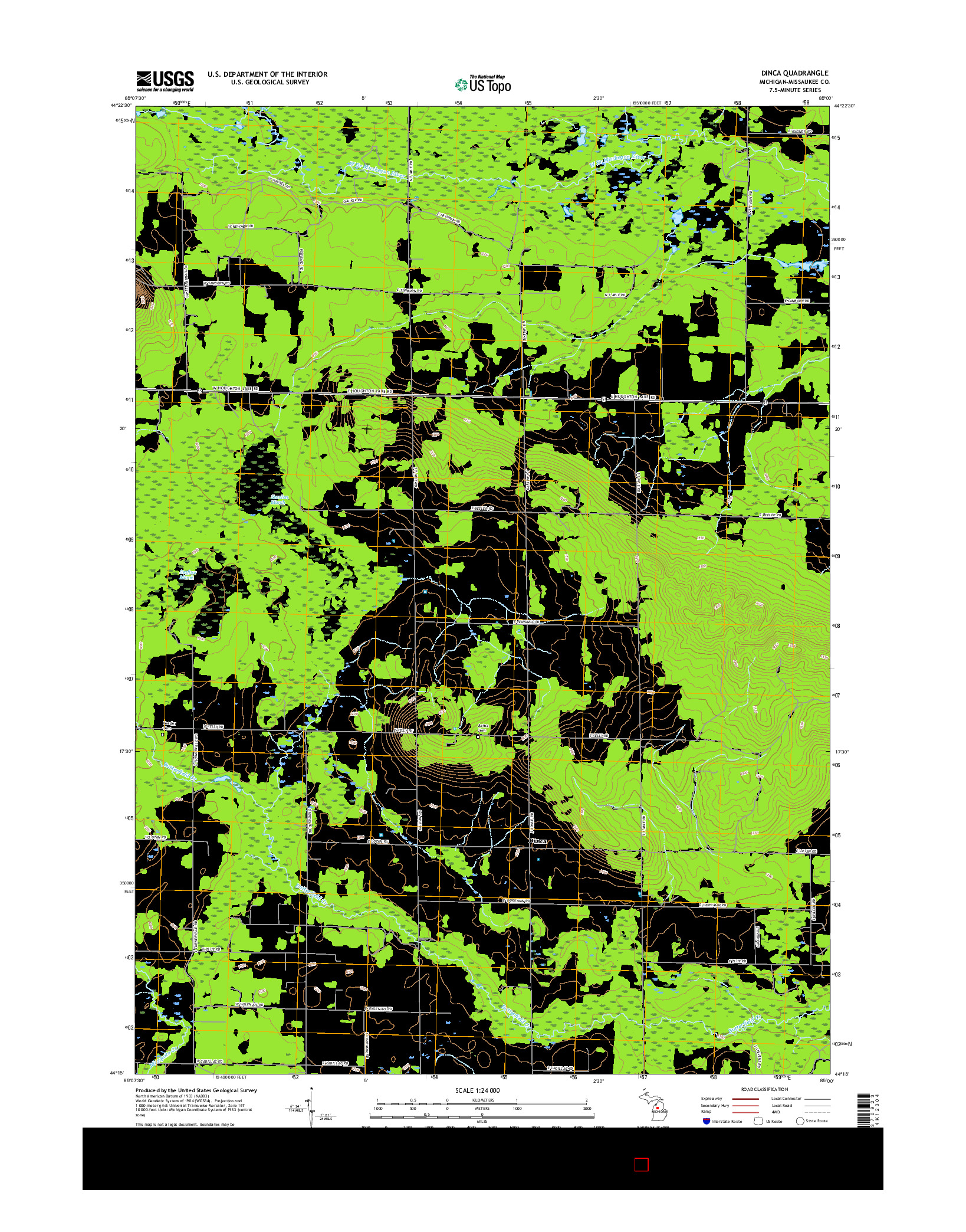 USGS US TOPO 7.5-MINUTE MAP FOR DINCA, MI 2017