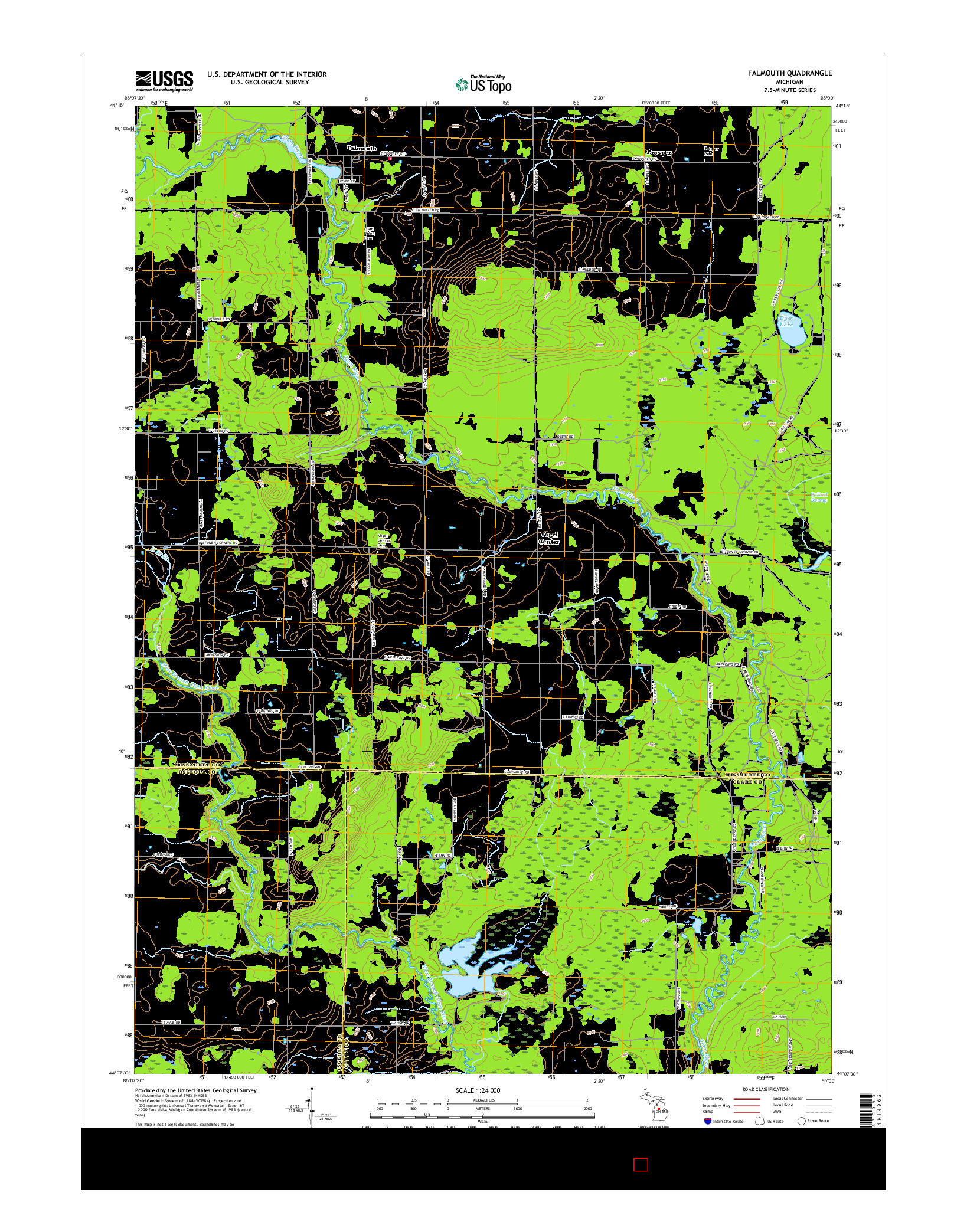 USGS US TOPO 7.5-MINUTE MAP FOR FALMOUTH, MI 2017