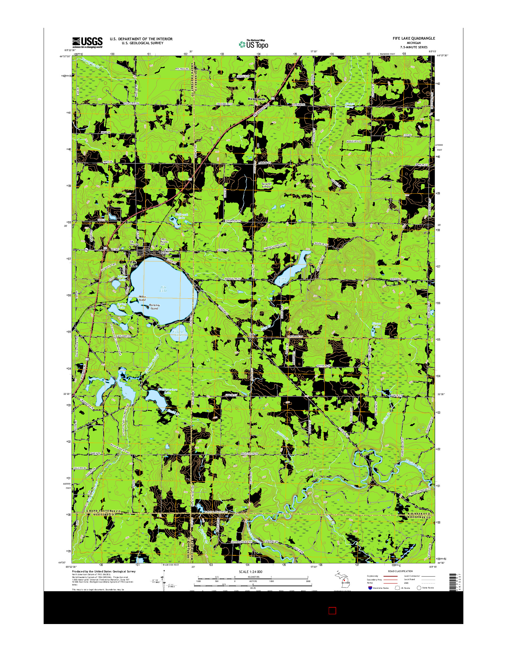 USGS US TOPO 7.5-MINUTE MAP FOR FIFE LAKE, MI 2017