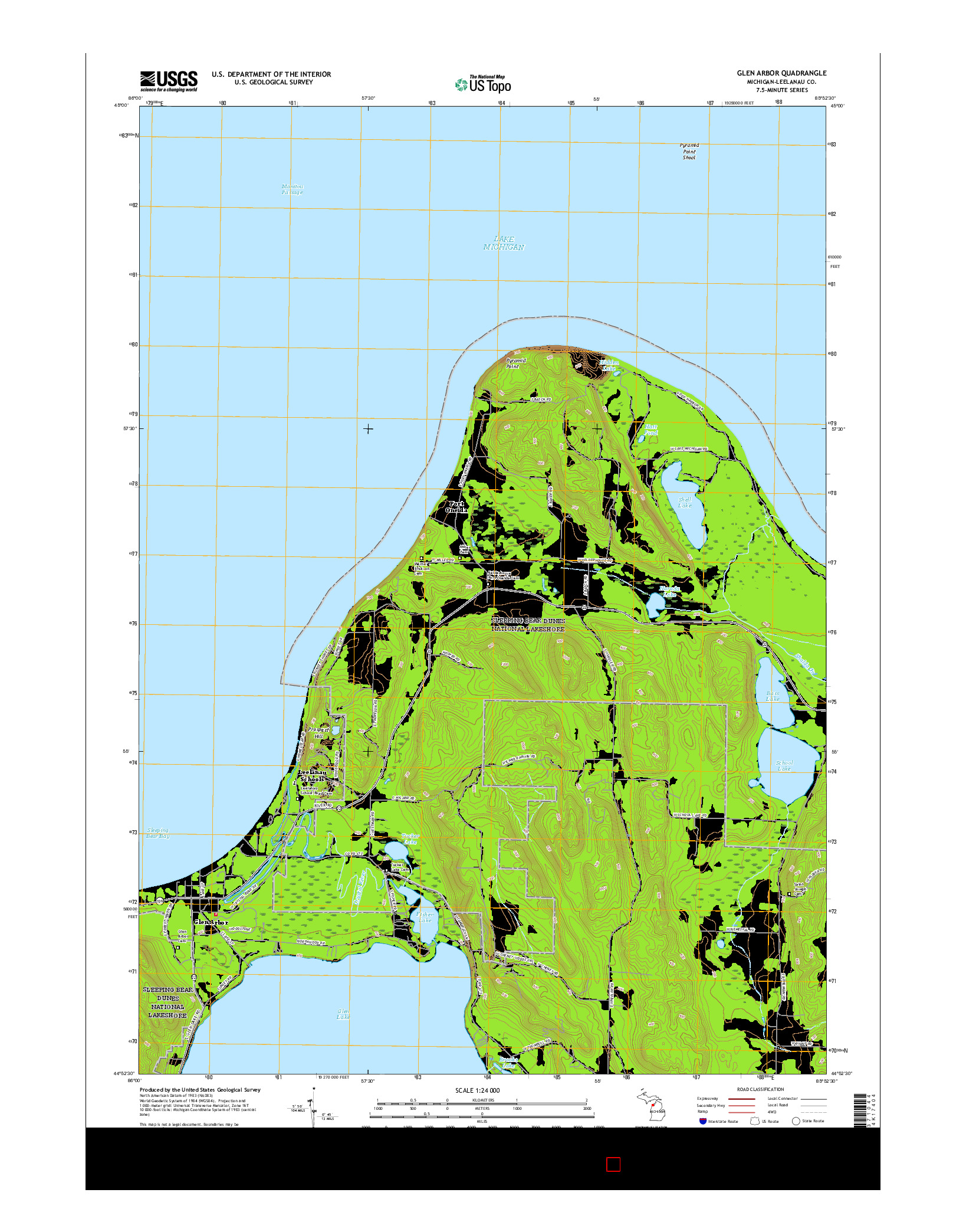 USGS US TOPO 7.5-MINUTE MAP FOR GLEN ARBOR, MI 2017