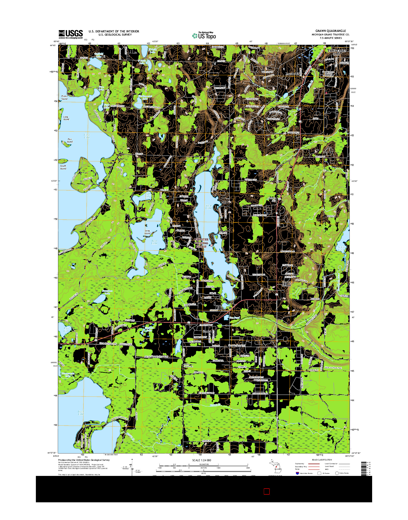 USGS US TOPO 7.5-MINUTE MAP FOR GRAWN, MI 2017