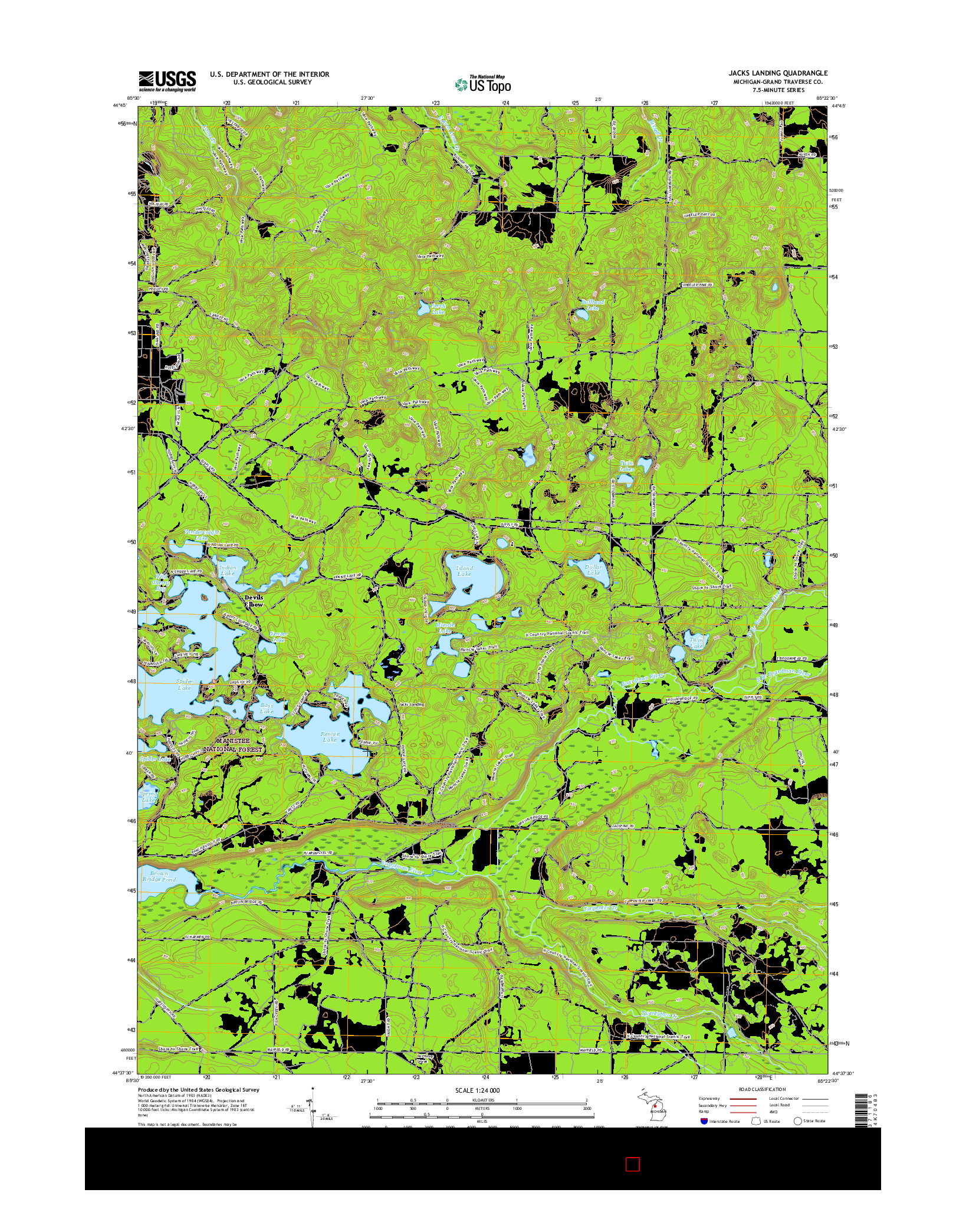 USGS US TOPO 7.5-MINUTE MAP FOR JACKS LANDING, MI 2017