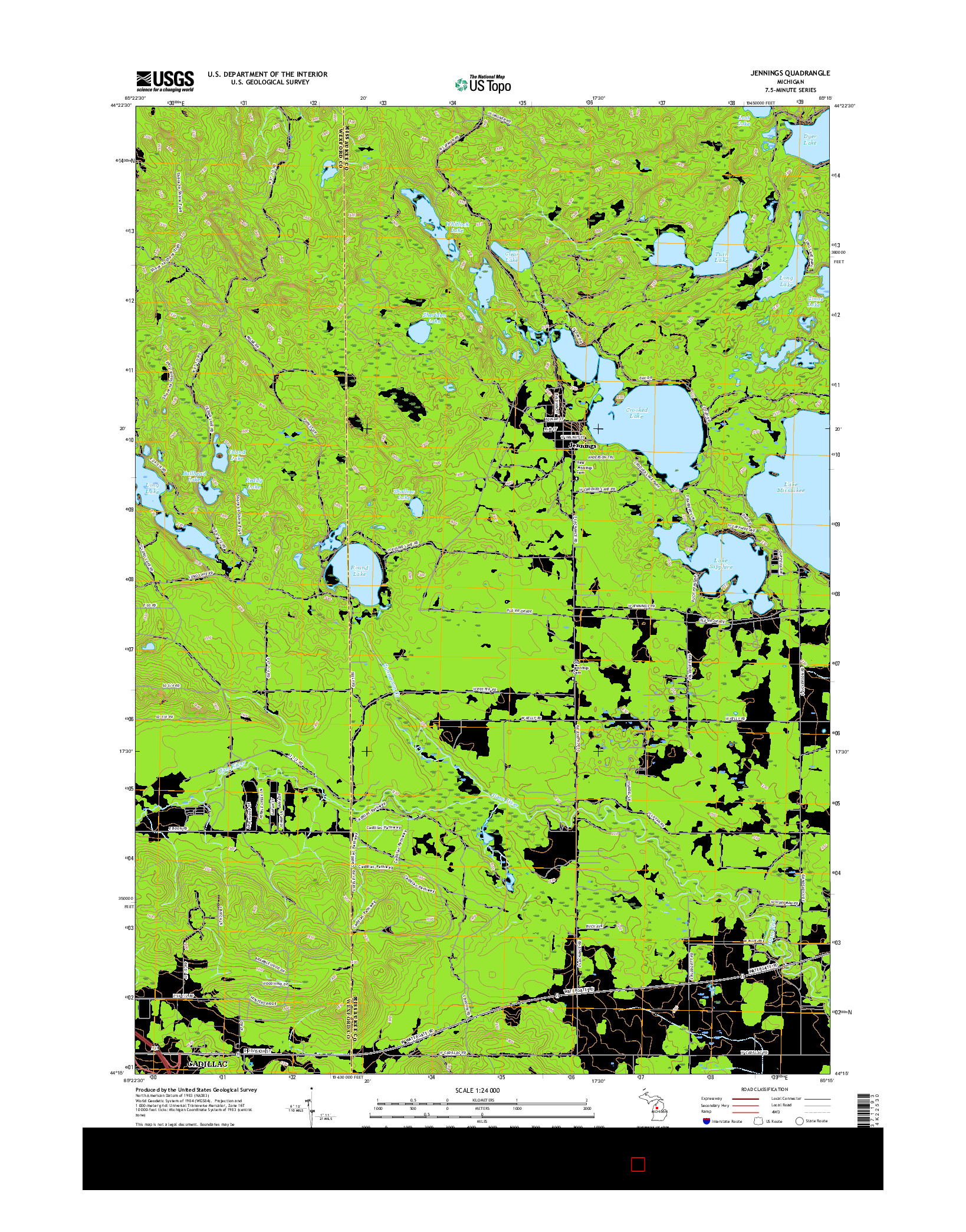 USGS US TOPO 7.5-MINUTE MAP FOR JENNINGS, MI 2017