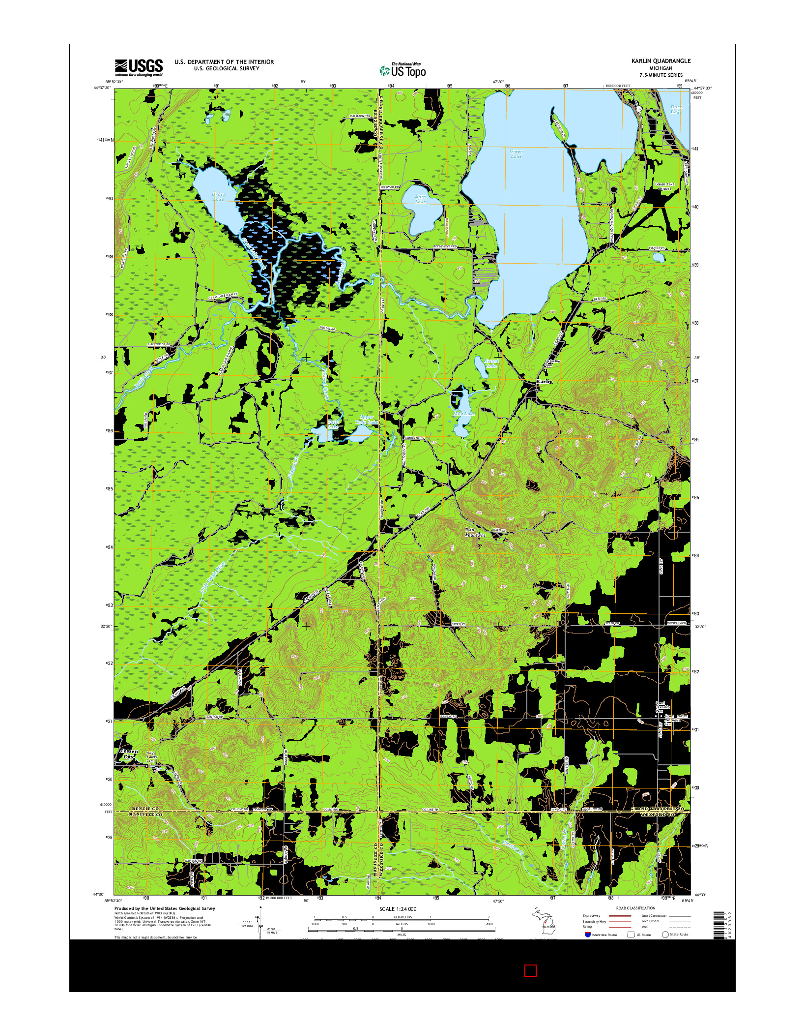 USGS US TOPO 7.5-MINUTE MAP FOR KARLIN, MI 2017