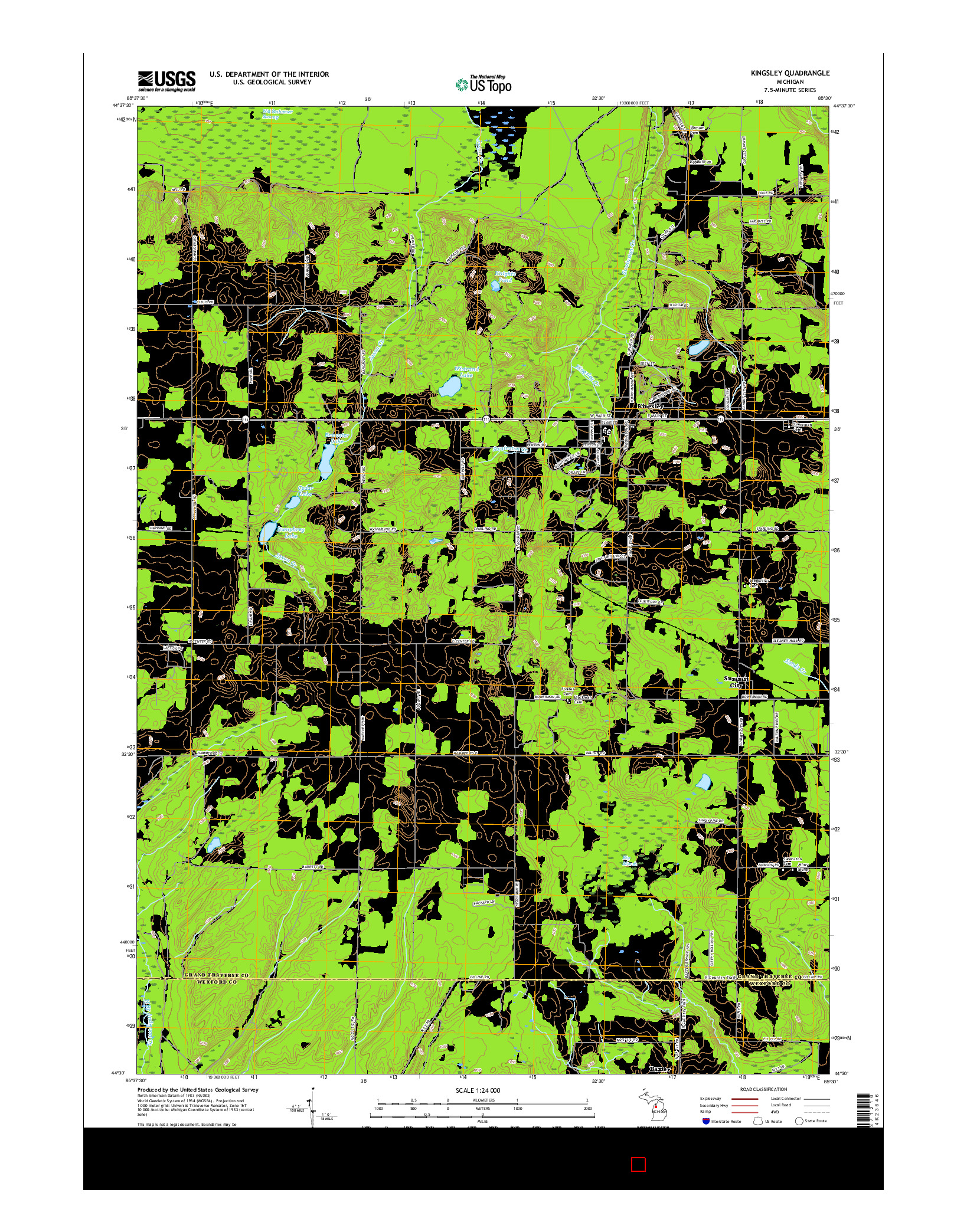 USGS US TOPO 7.5-MINUTE MAP FOR KINGSLEY, MI 2017