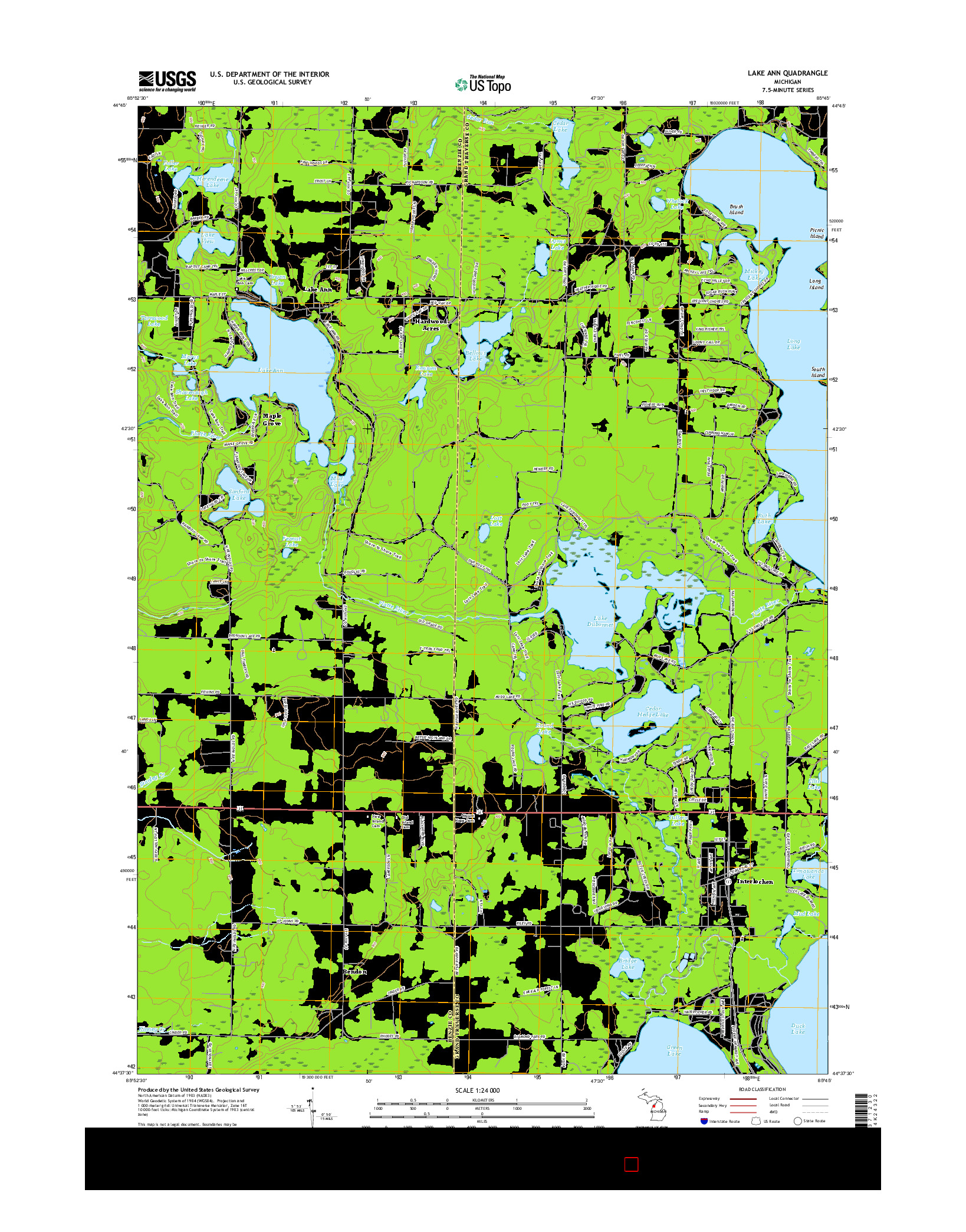 USGS US TOPO 7.5-MINUTE MAP FOR LAKE ANN, MI 2017