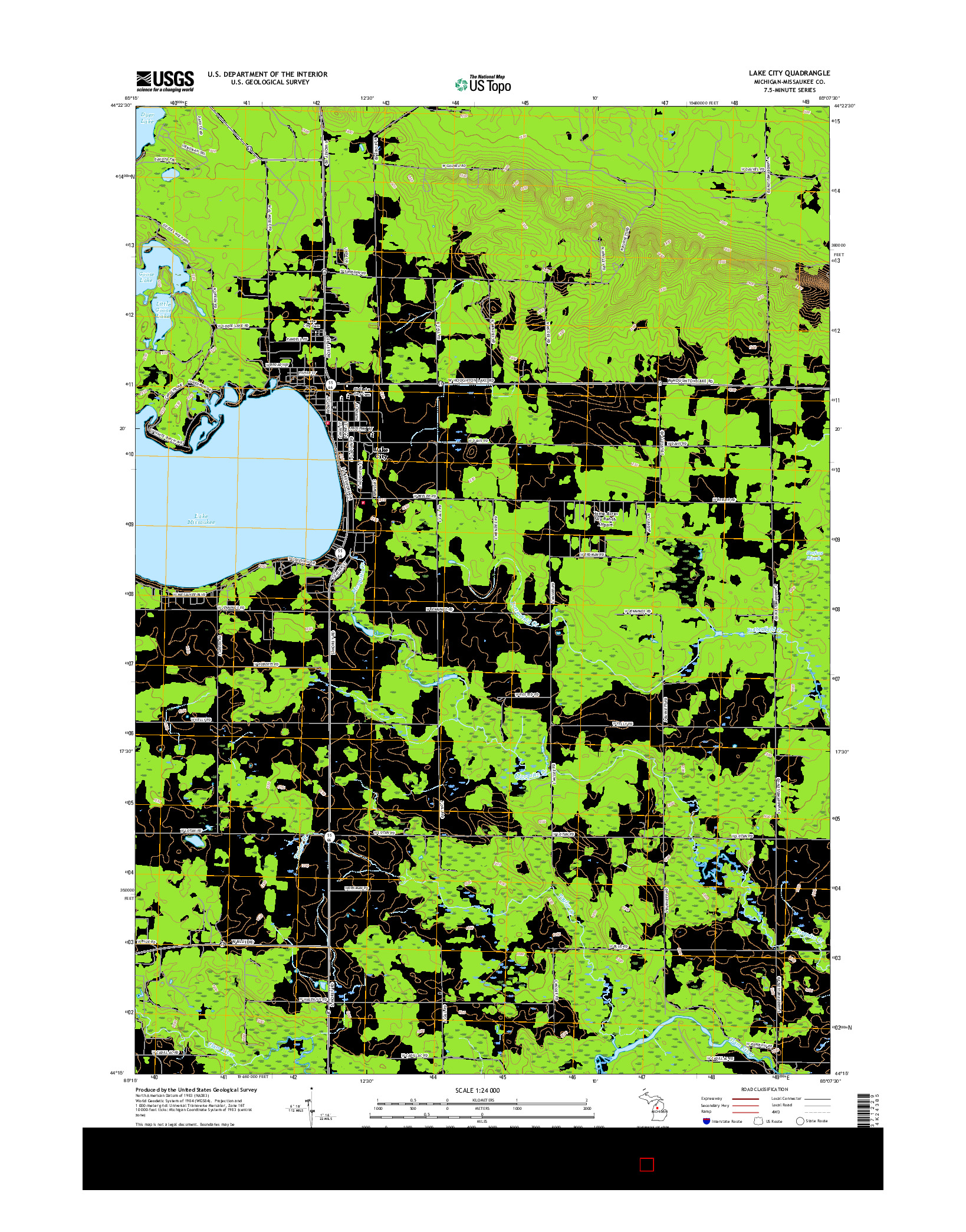 USGS US TOPO 7.5-MINUTE MAP FOR LAKE CITY, MI 2017