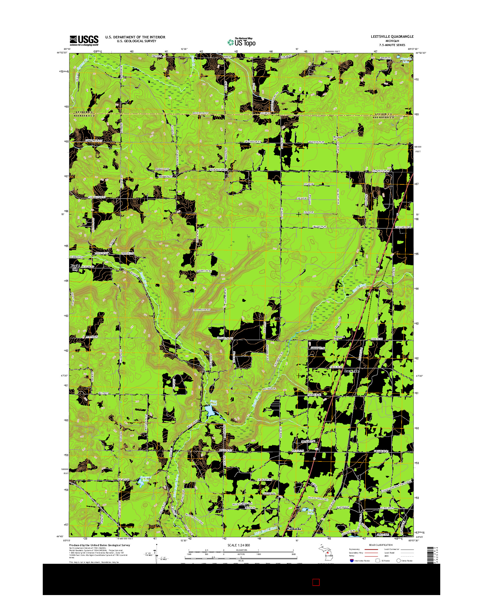 USGS US TOPO 7.5-MINUTE MAP FOR LEETSVILLE, MI 2017