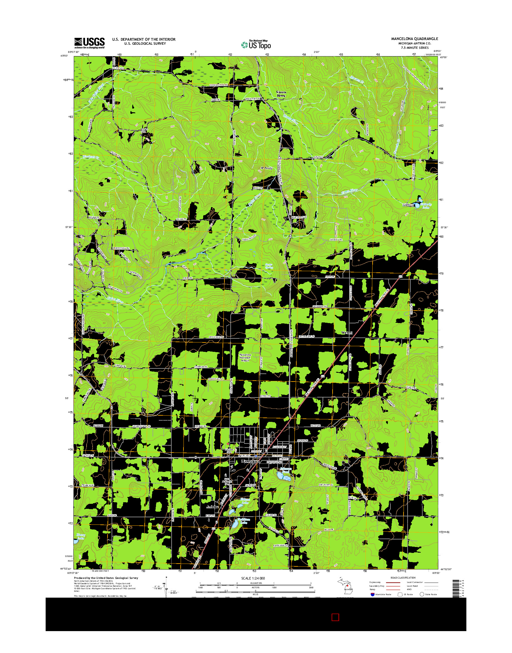 USGS US TOPO 7.5-MINUTE MAP FOR MANCELONA, MI 2017