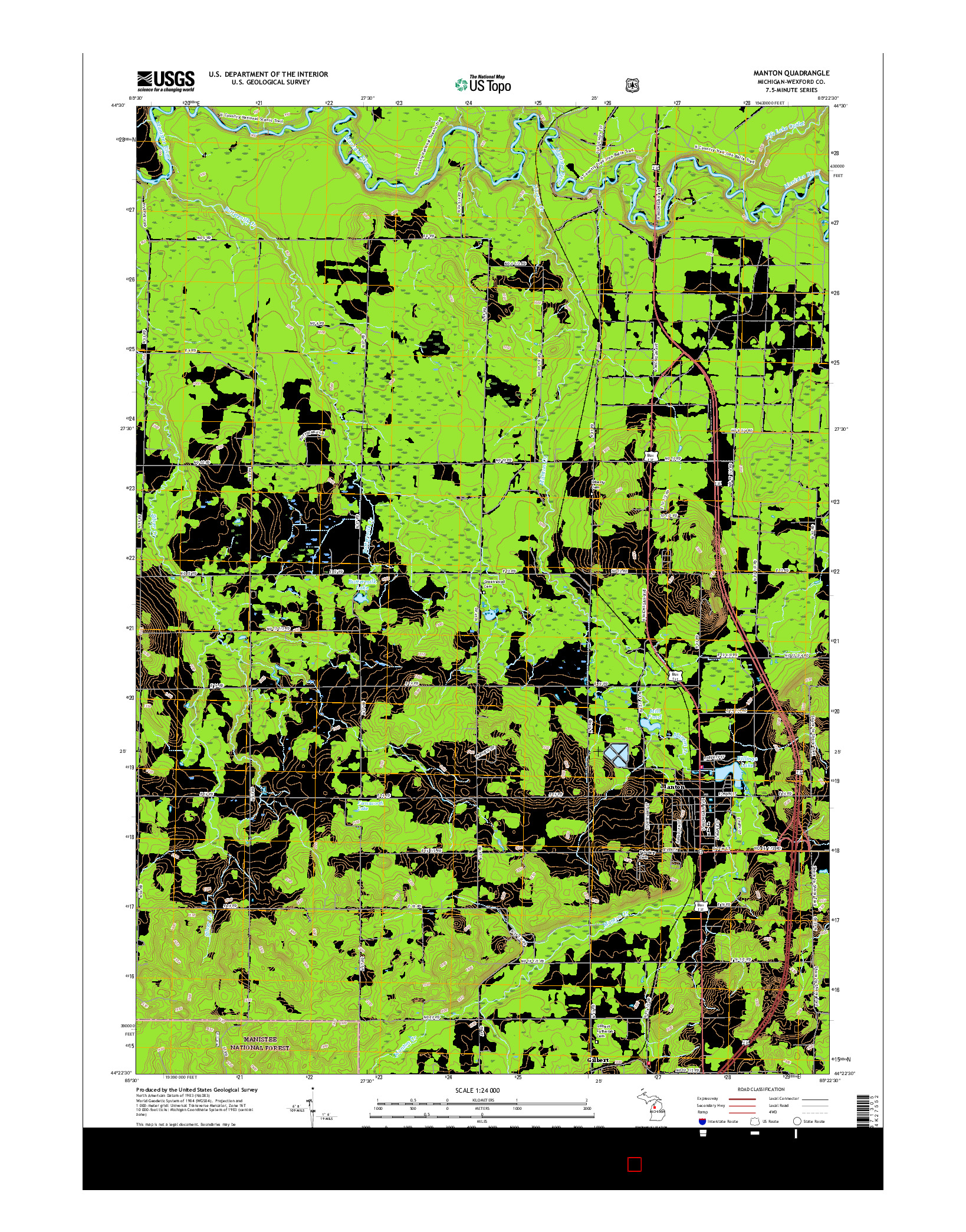 USGS US TOPO 7.5-MINUTE MAP FOR MANTON, MI 2017