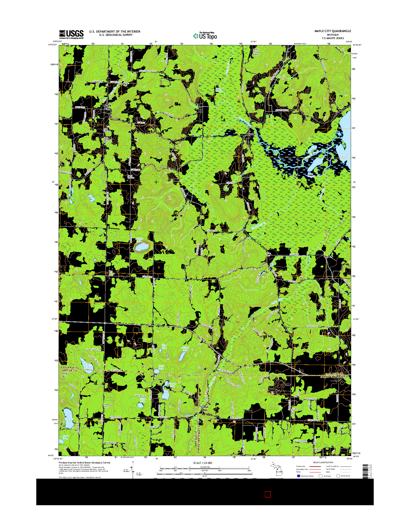 USGS US TOPO 7.5-MINUTE MAP FOR MAPLE CITY, MI 2017