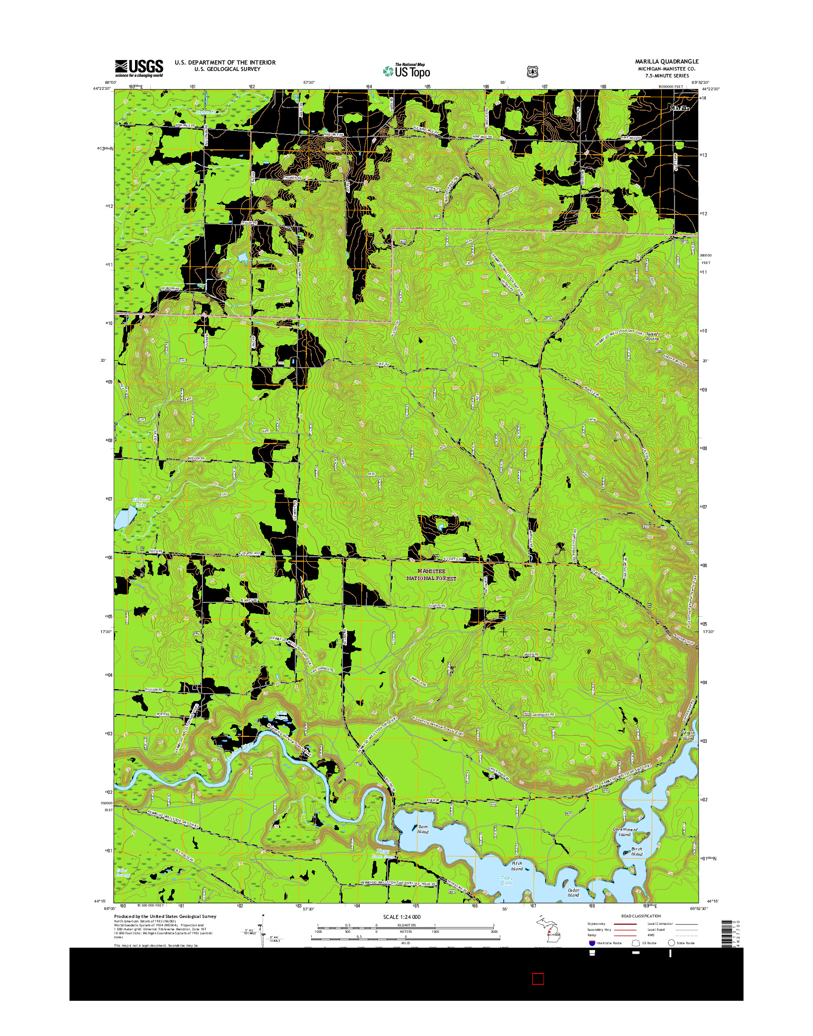 USGS US TOPO 7.5-MINUTE MAP FOR MARILLA, MI 2017