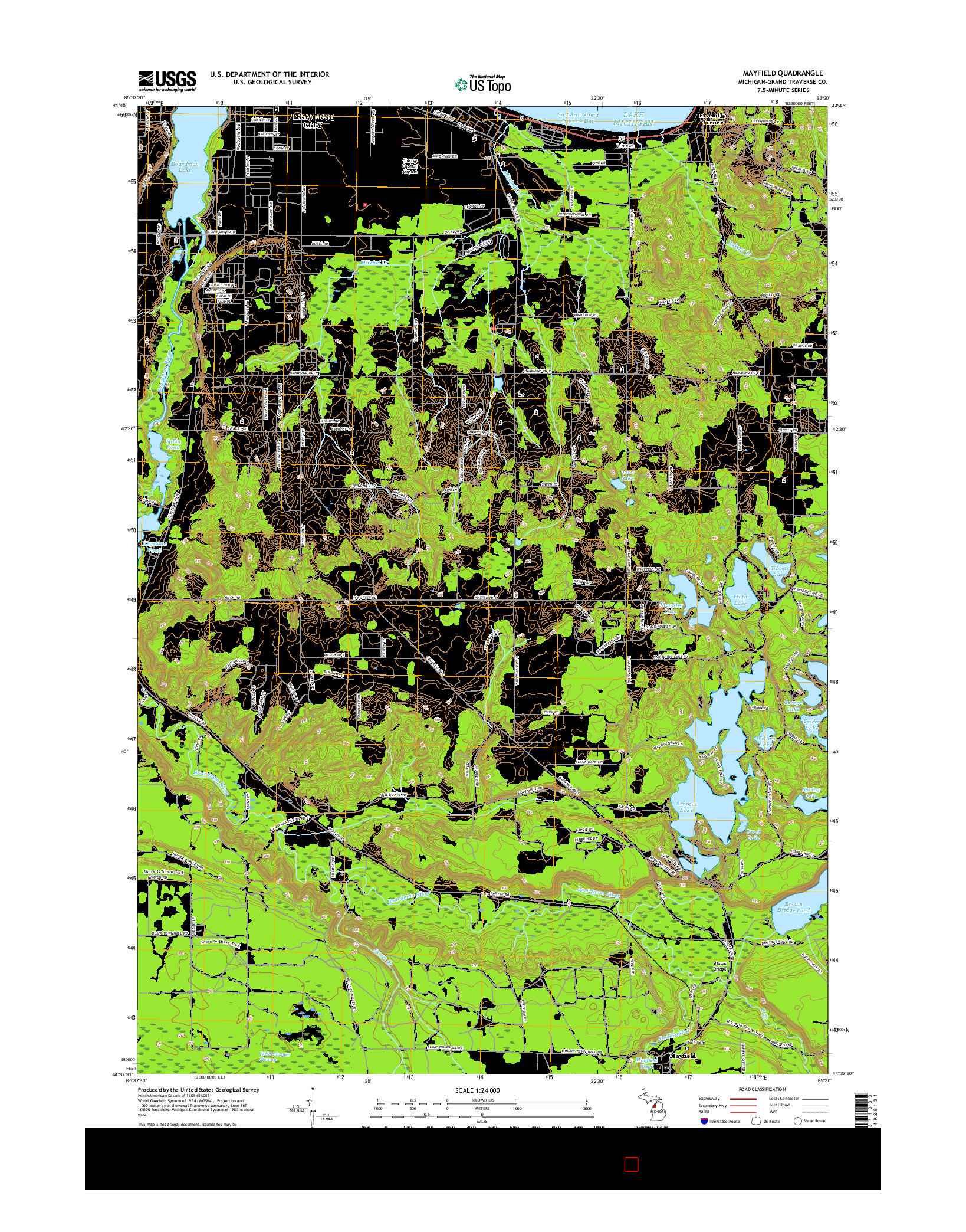 USGS US TOPO 7.5-MINUTE MAP FOR MAYFIELD, MI 2017