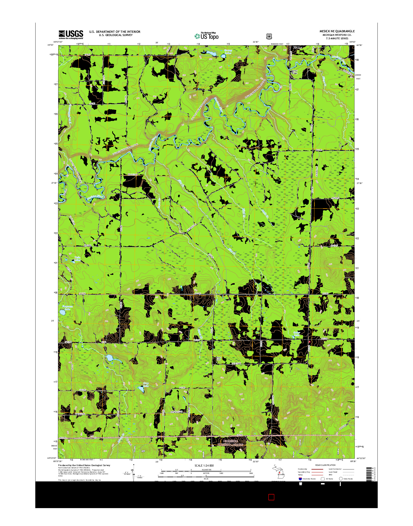 USGS US TOPO 7.5-MINUTE MAP FOR MESICK NE, MI 2017