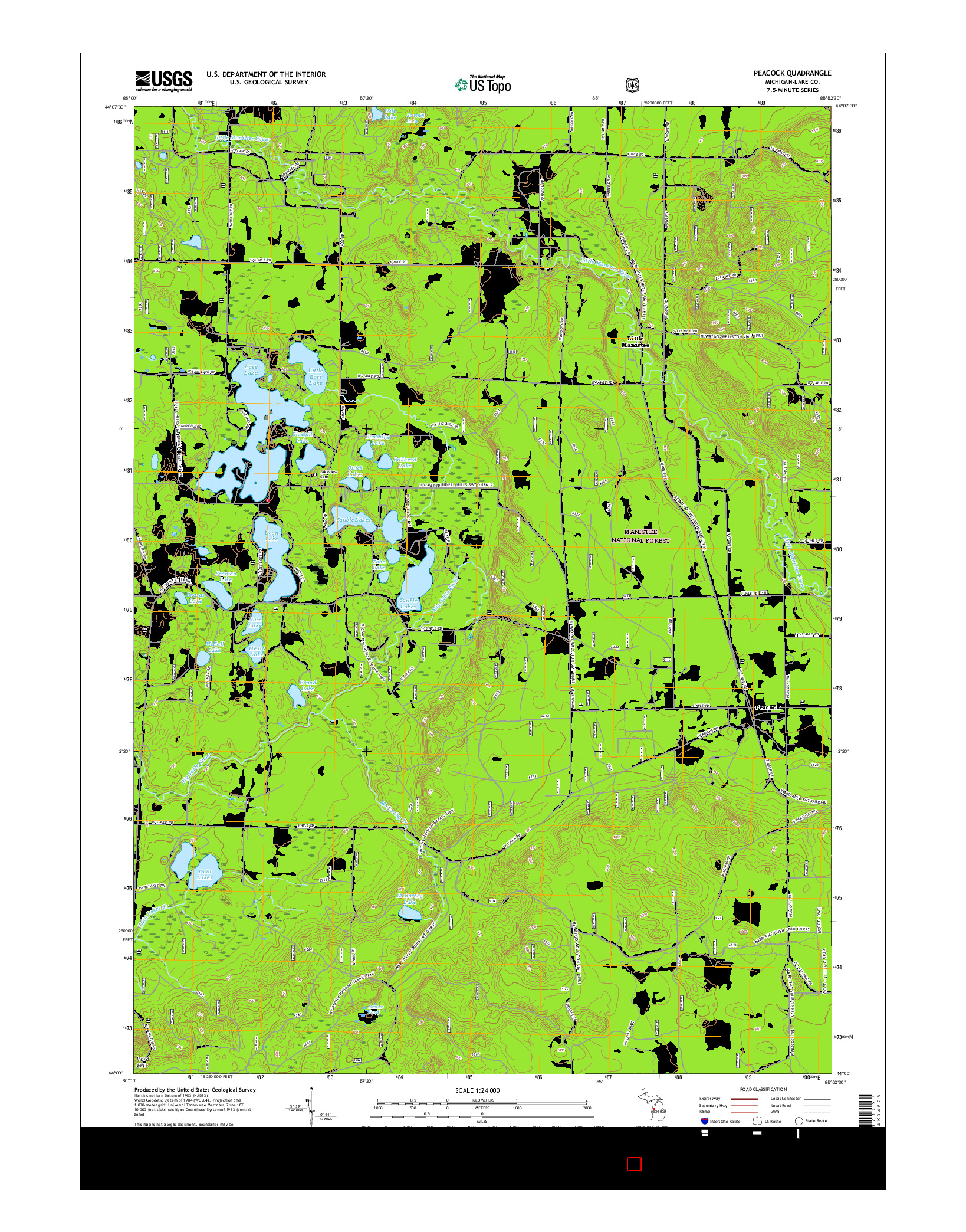 USGS US TOPO 7.5-MINUTE MAP FOR PEACOCK, MI 2017